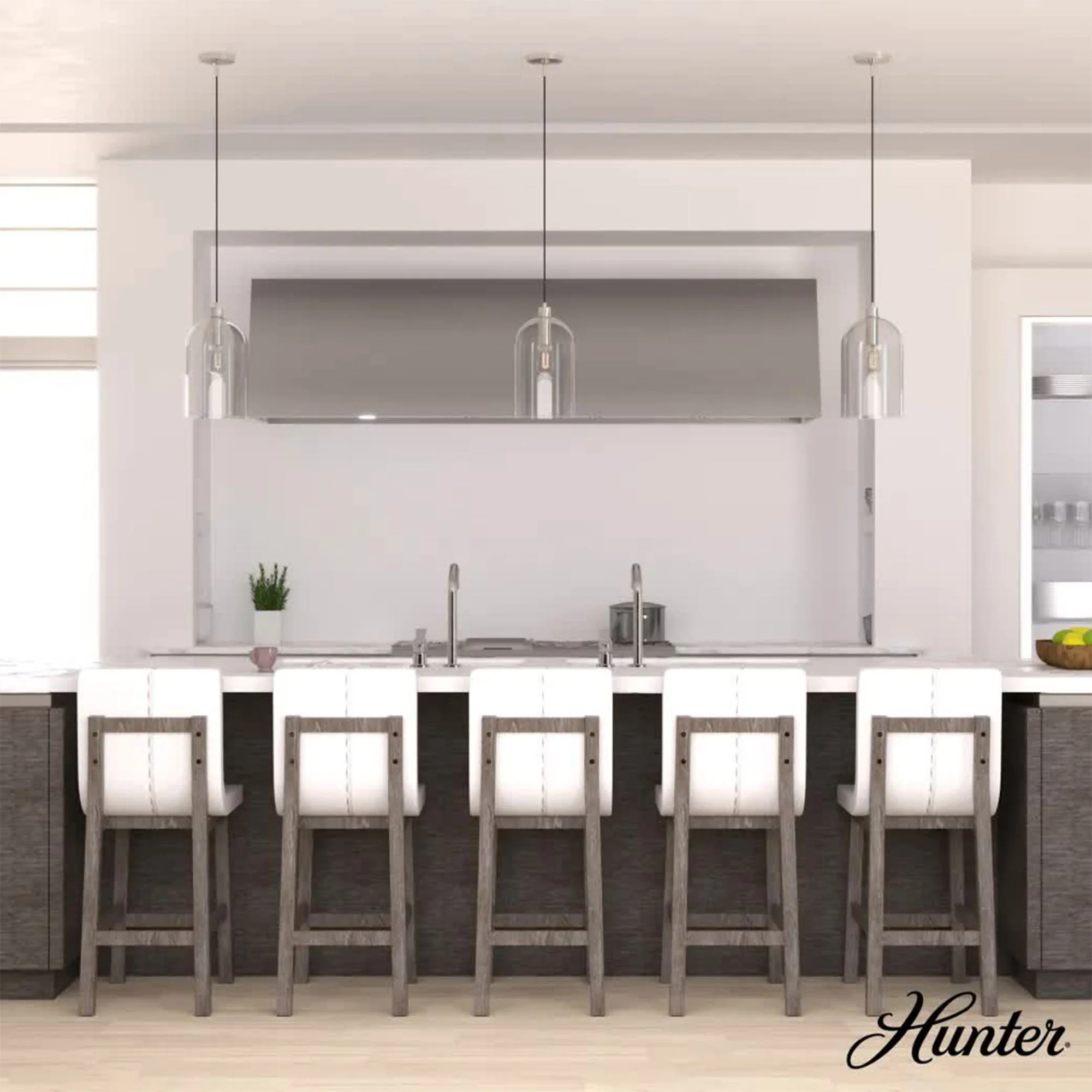 Hunter Fan Company Lochemeade 1 Bulb Glass Dome Adjustable Hanging Pendant Light - Image 7