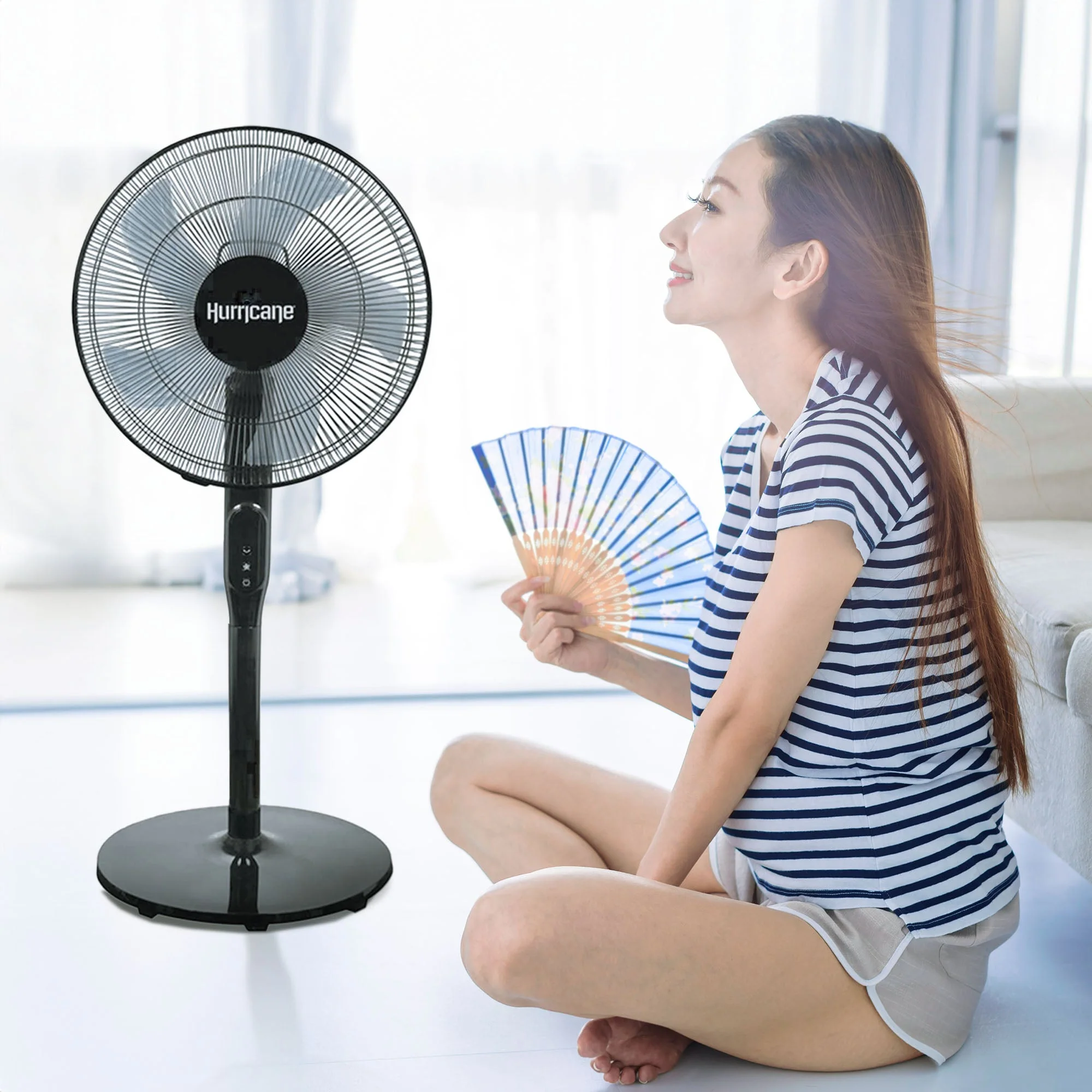 Hurricane 16 Inch Energy Efficient Adjustable Standing Fan w/12 Speed Settings - Image 10