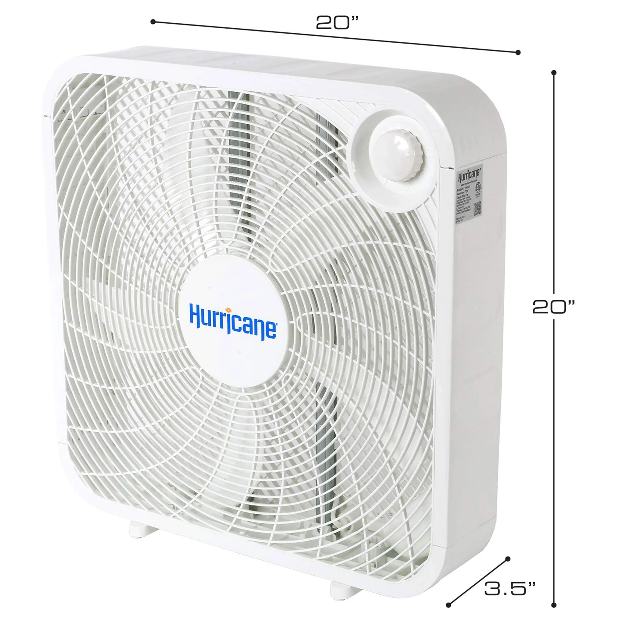 Hurricane 20" Classic Series Floor Box Fan with 3 Speed Settings, 5 Pack, White - Image 4