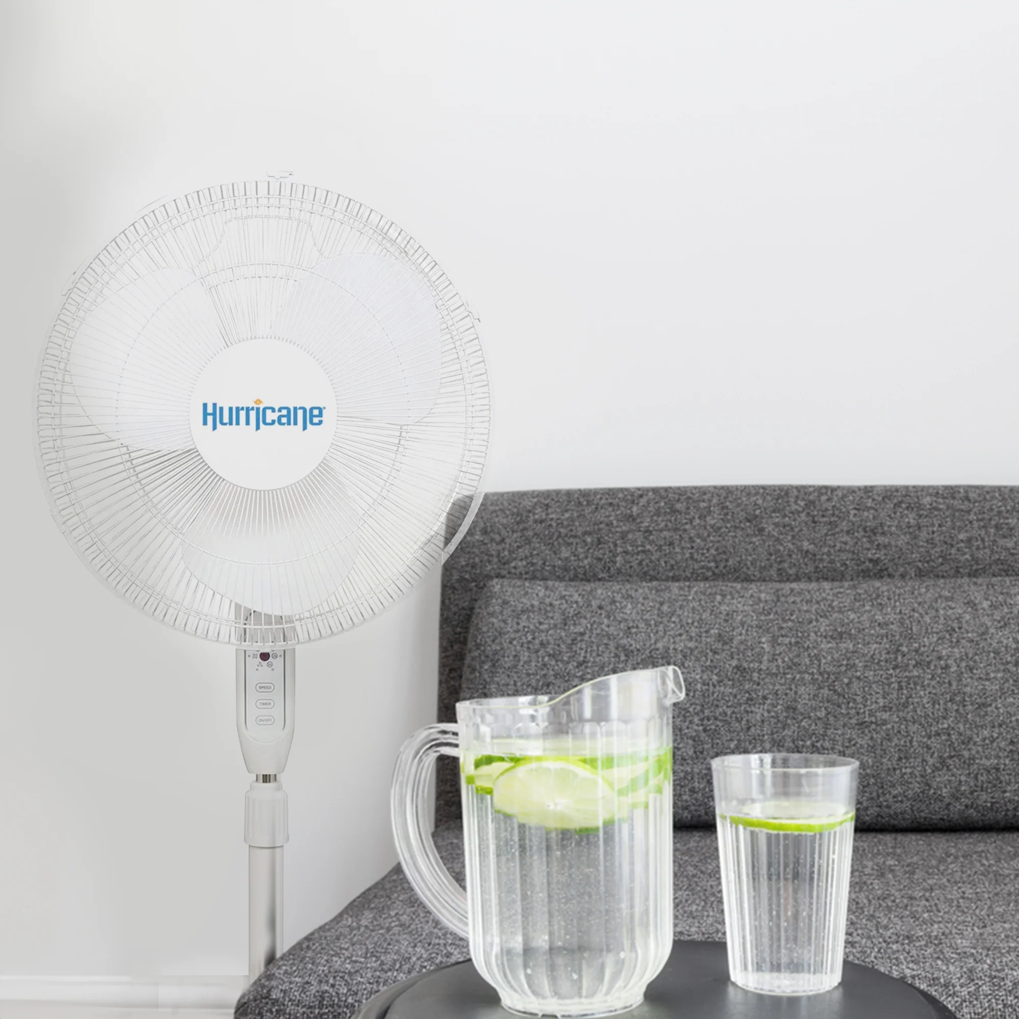 Hurricane Supreme 16 Inch 3 Speed Oscillating Stand Pedestal Fan, 2-Pack, White - Image 9