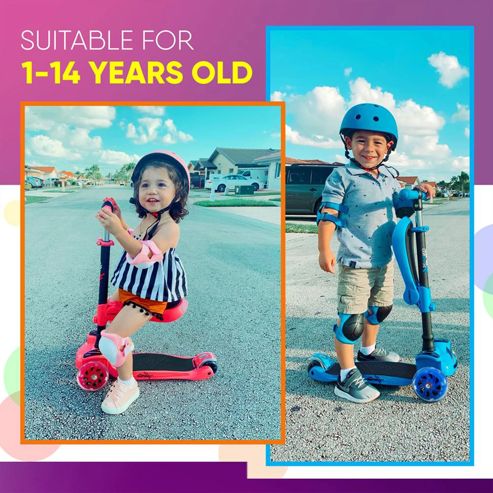 Hurtle ScootKid 3 Wheel Toddler Child Ride On Toy Scooter w/ LED Wheels, Yellow - Image 4