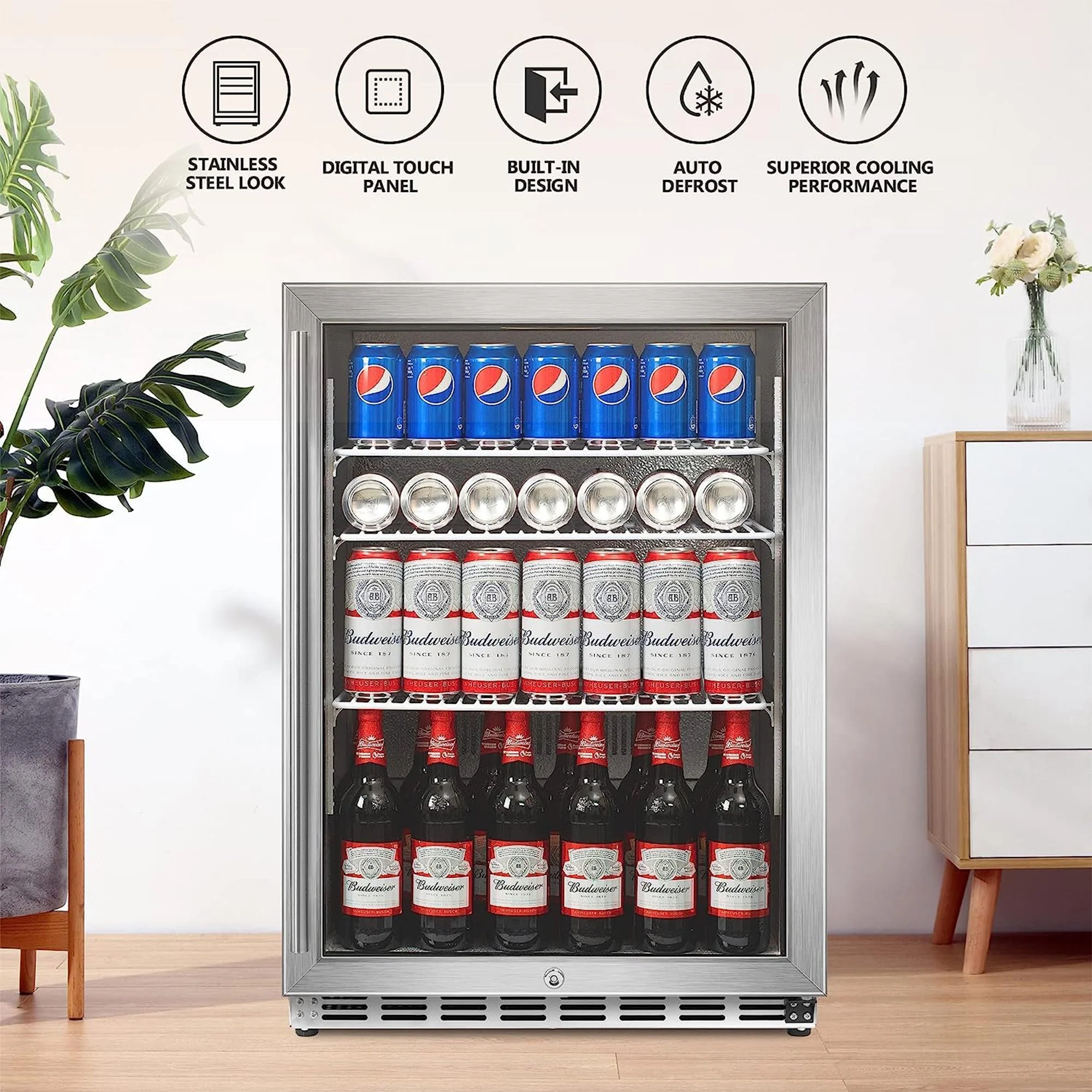 IceJungle 5.3 Cu. Ft. 160 Can Under Counter Freestanding Beverage Drink Fridge - Image 7