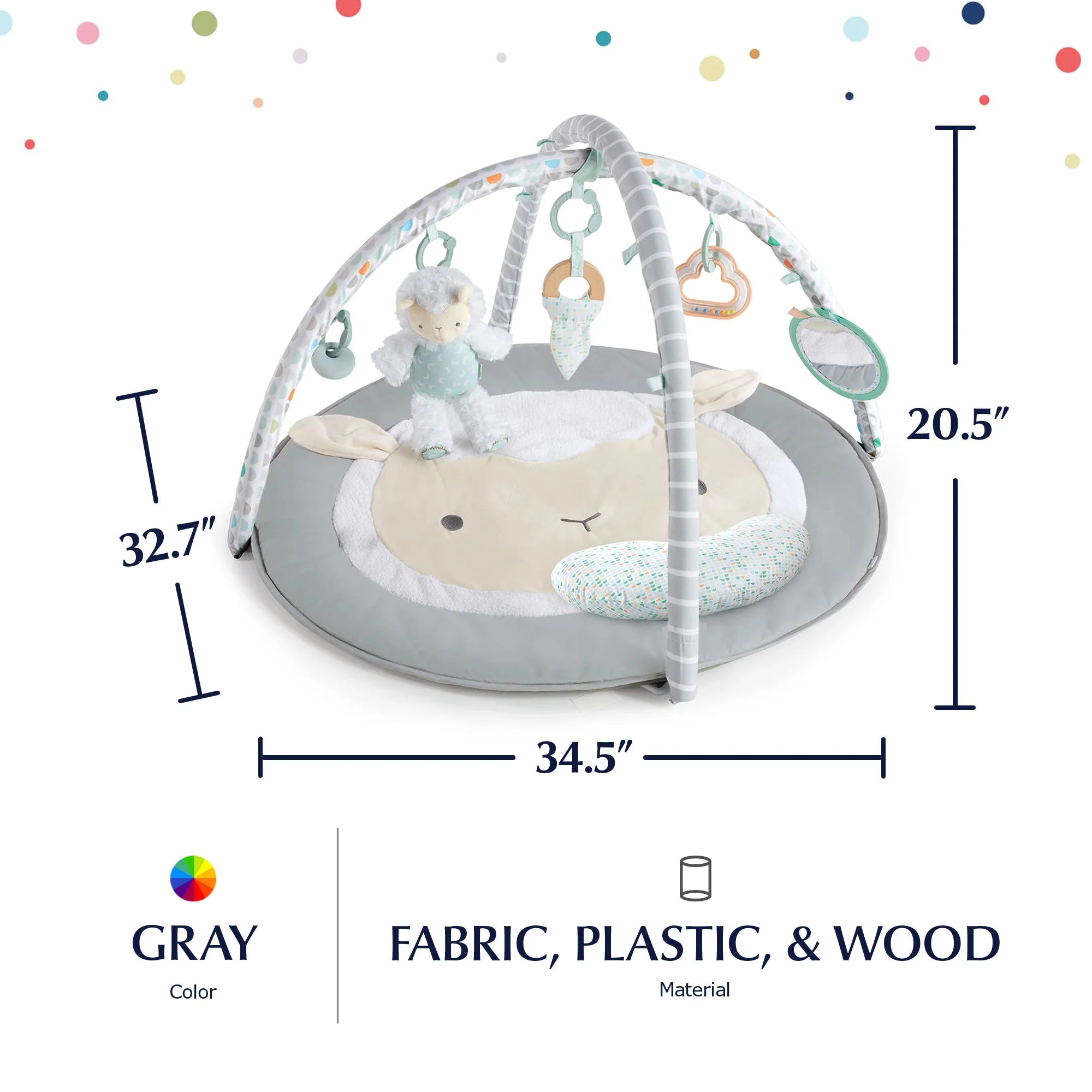Ingenuity Sheppys Spot Ultra Plush Baby Activity Gym and Tummy Time Mat, Corrie - Image 3