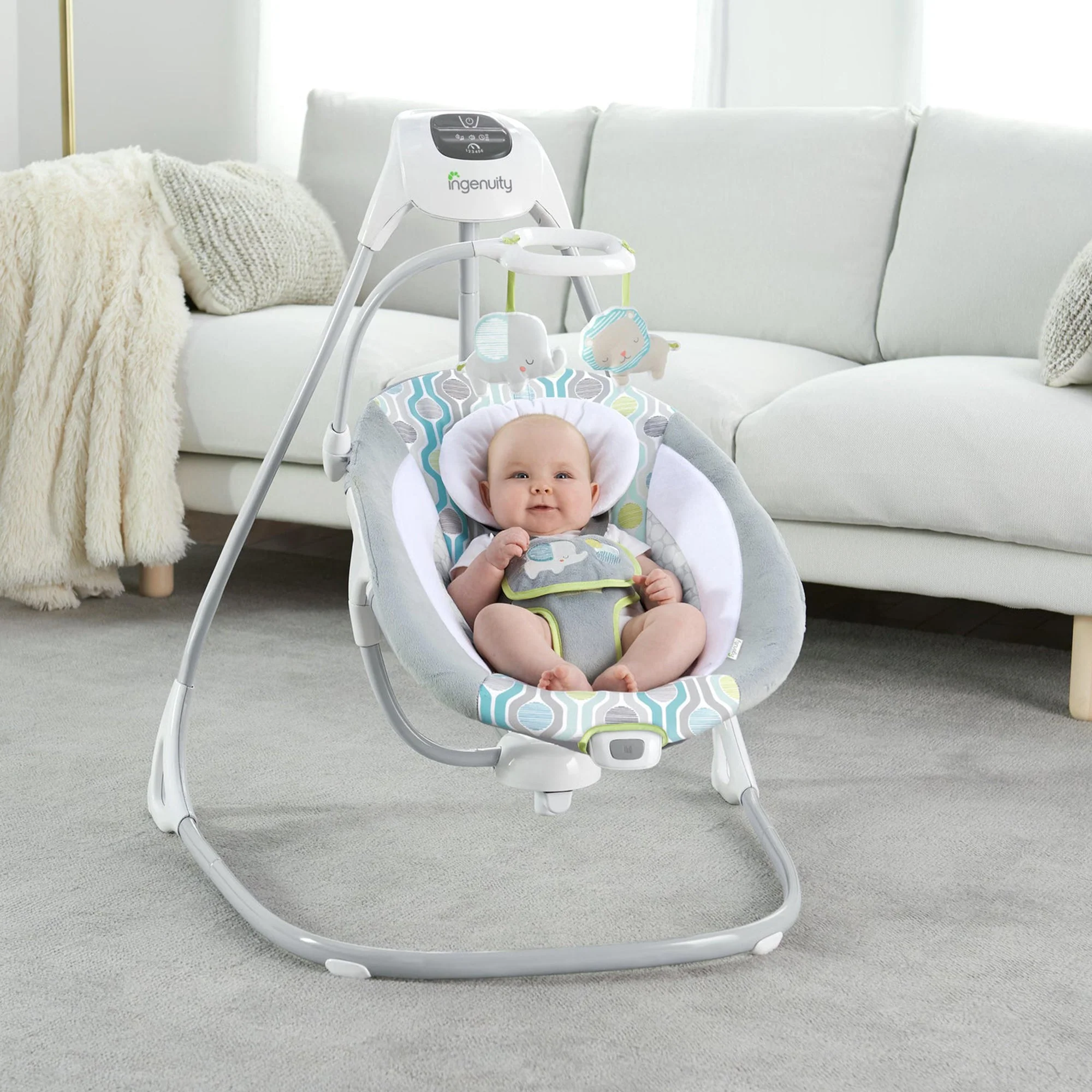Ingenuity SimpleComfort Baby Electric Soothing Swing Swivel Rocker, Everston - Image 8