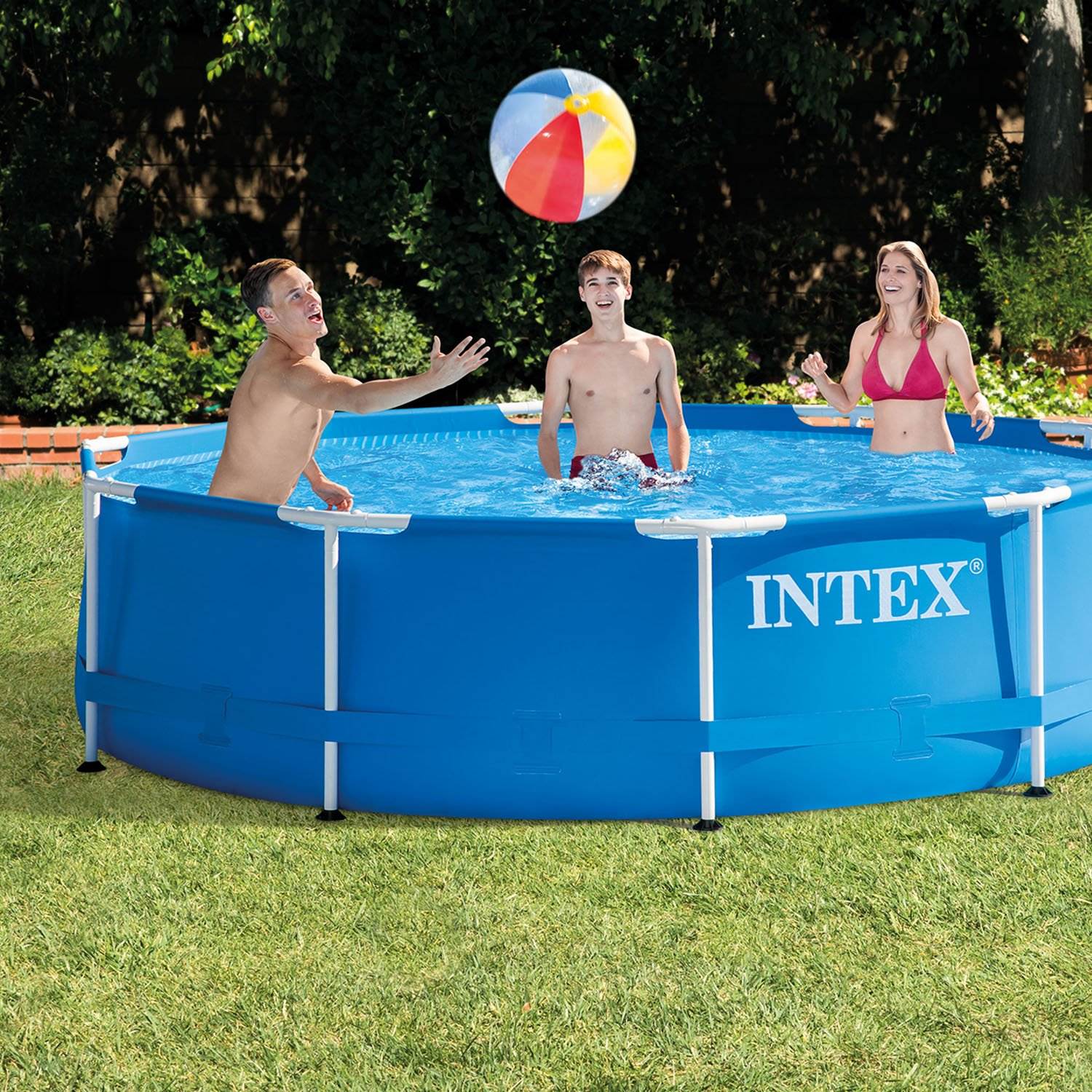 Intex 10 x 2.5 Foot Round Metal Frame Above Ground Pool + 330 GPH Filter Pump - Image 3