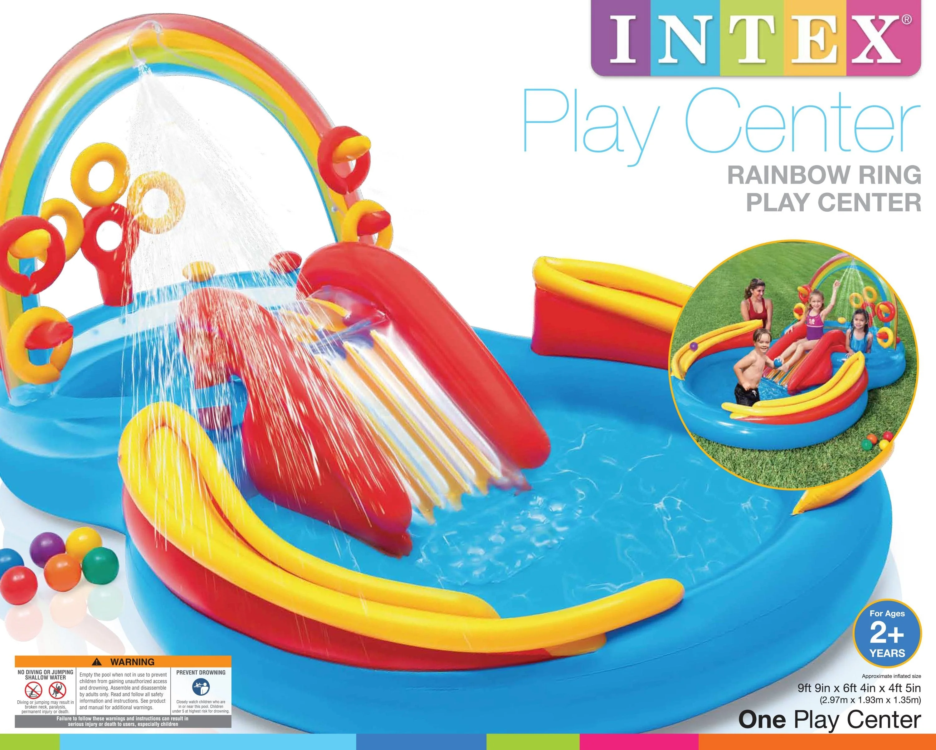 Intex 120V Quick Fill AC Electric Air Pump & Intex Rainbow Ring Kiddie Pool - Image 10