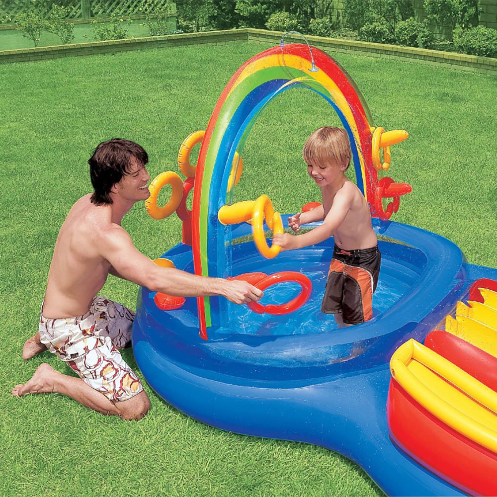 Intex 120V Quick Fill AC Electric Air Pump & Intex Rainbow Ring Kiddie Pool - Image 9