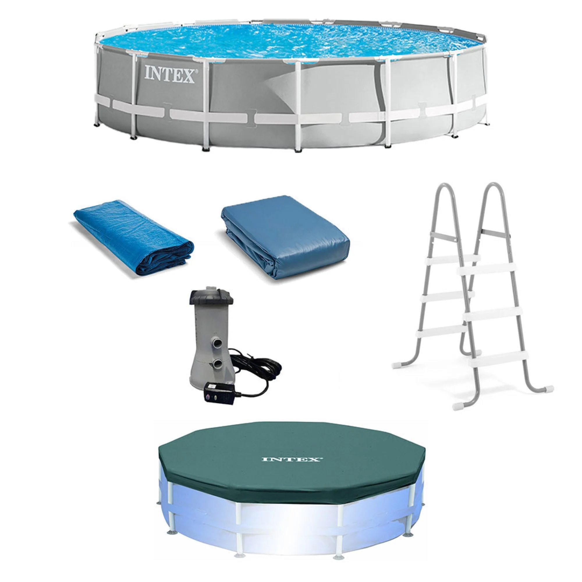 Intex 15ft x 42in Prism Frame Above Ground Swimming Pool Set with Debris Cover - Image 12