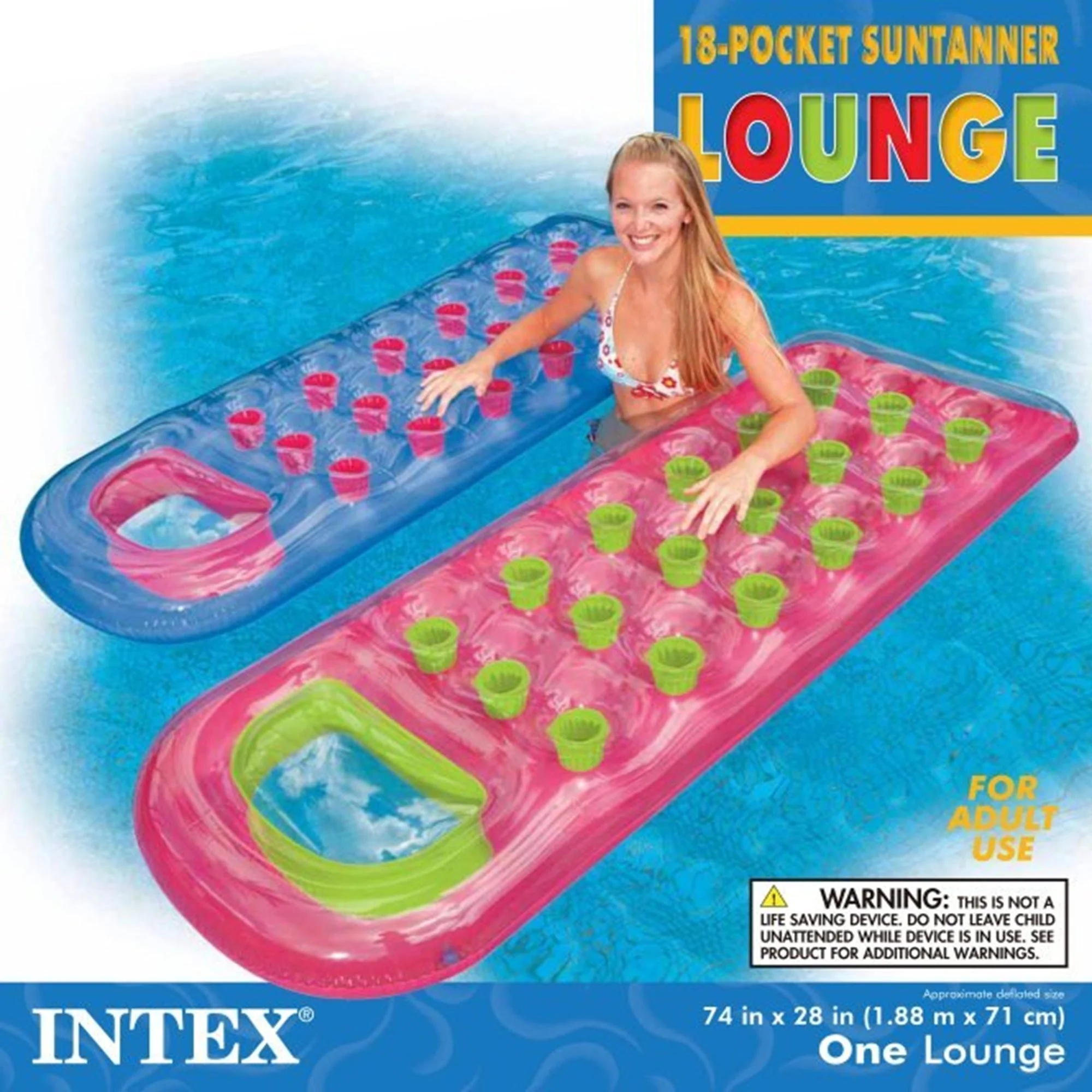 Intex 18 Pocket Swimming Pool Beach Lounge Floating Raft 2 with Pillow (6 Pack) - Image 5