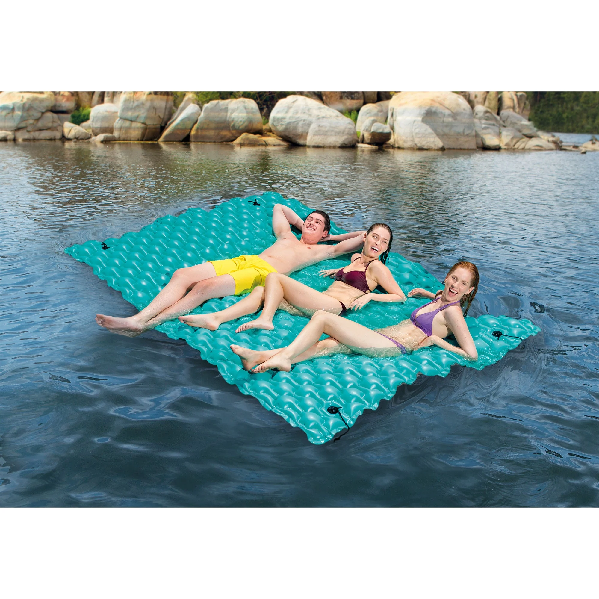 Intex 56841EP Giant Inflatable Floating Water Pool Lake Mat Platform Pad, Teal - Image 12