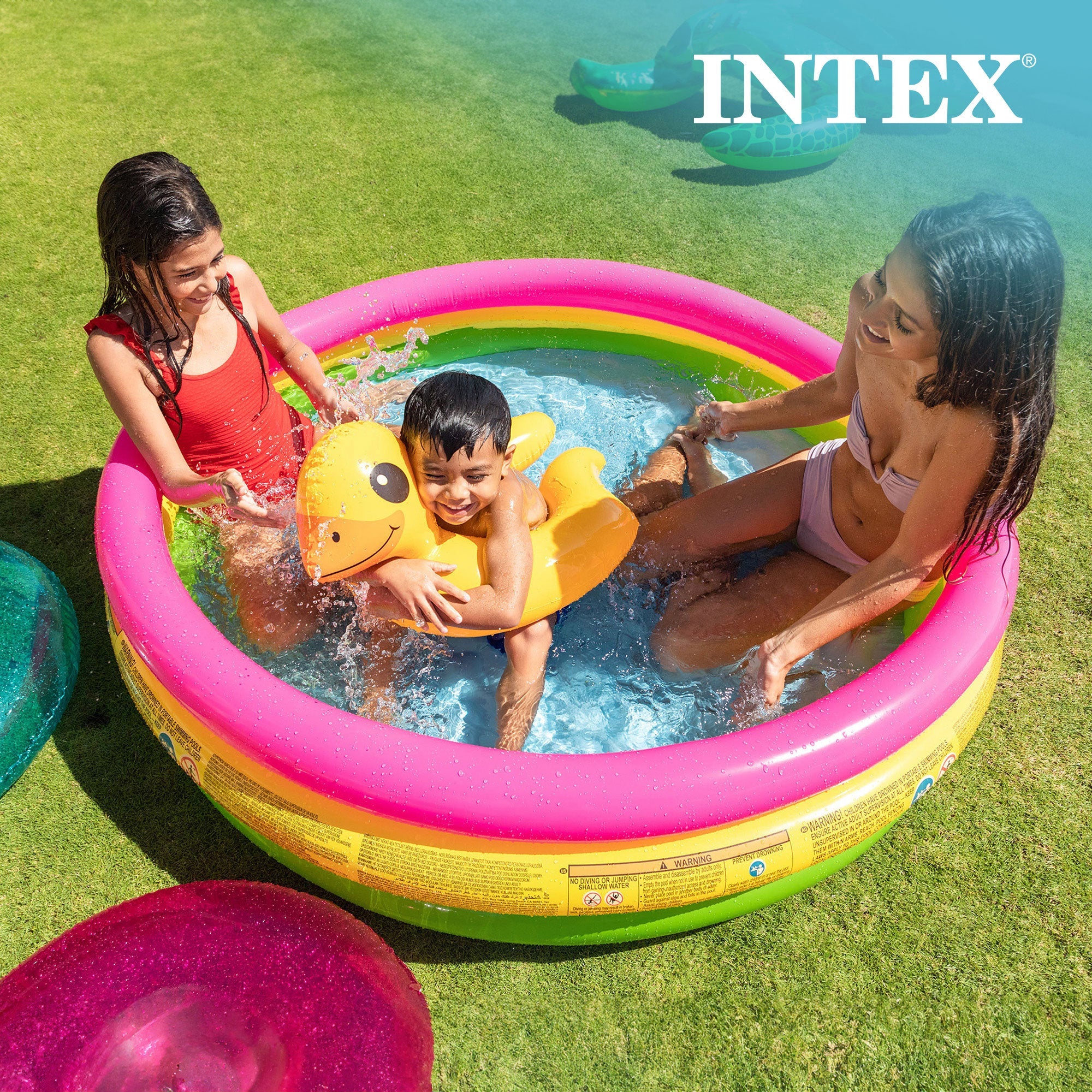 Intex 58" x 13" Inflatable Sunset Glow Backyard Kids Vinyl Splash Pool, 6 Pack - Image 6
