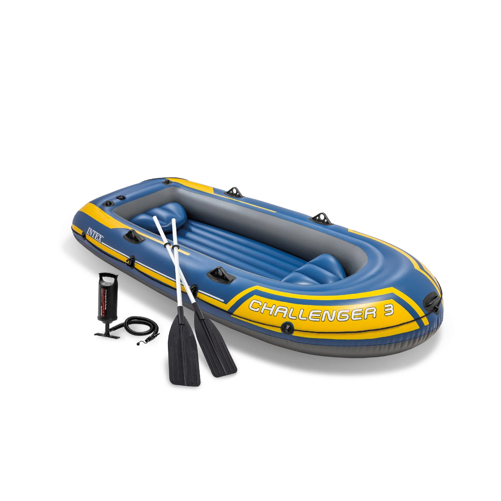Intex 68370EP Challenger 3 Inflatable Raft Boat Set With Pump And Oars, Blue - Image 5