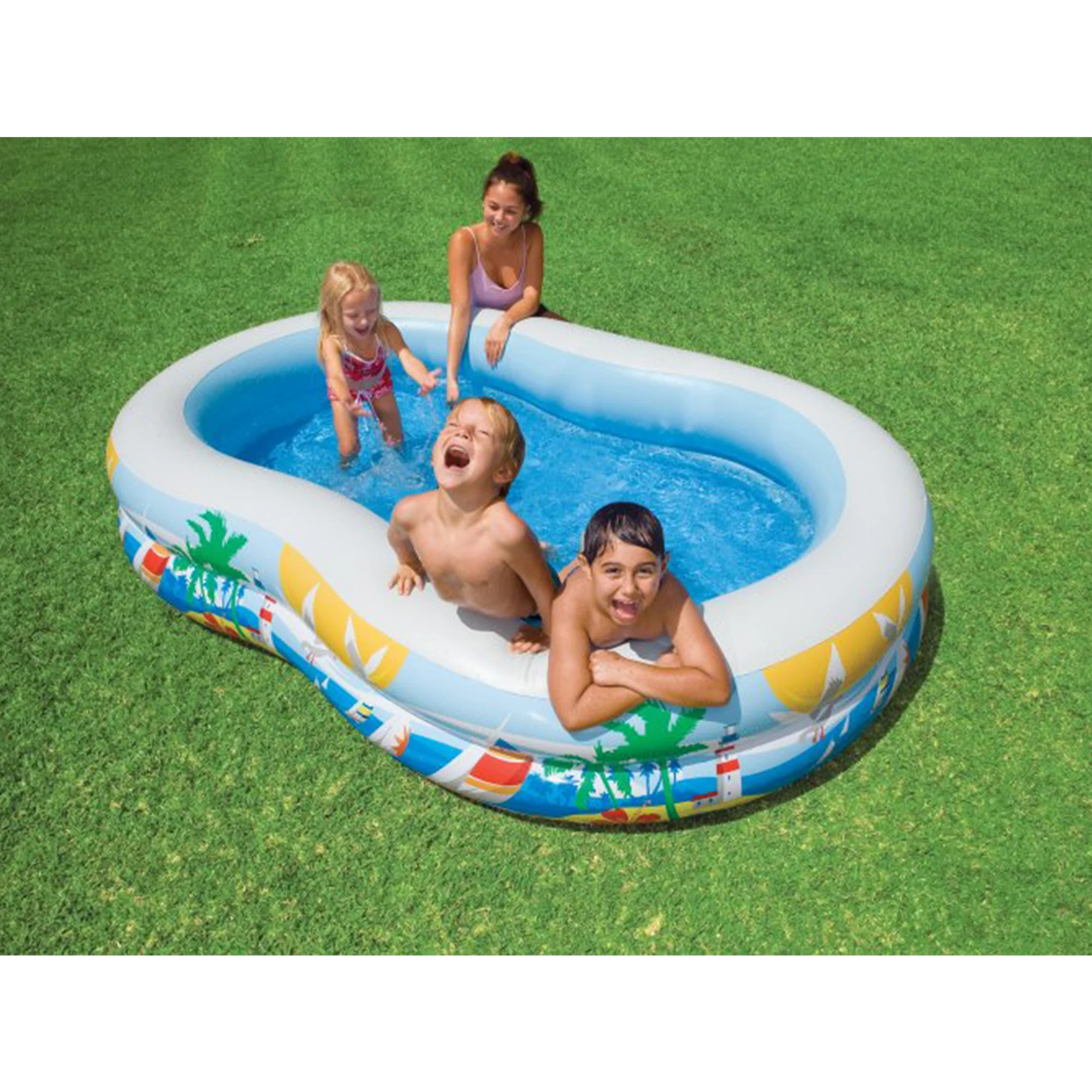 Intex 8.5’x5.25’x18” Seaside Paradise Inflatable Kiddie Pool & Electric Air Pump - Image 10
