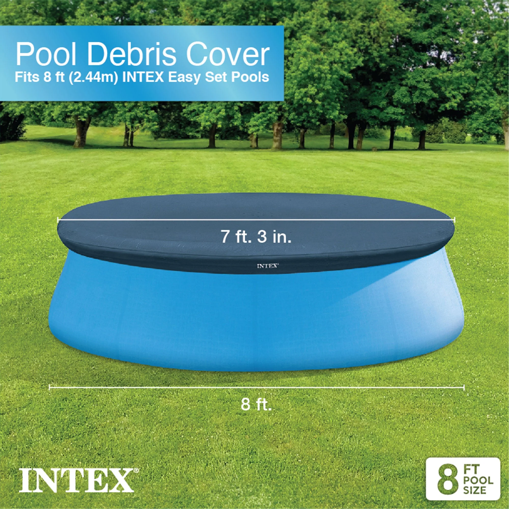 Intex 8 Foot Easy Set Cover for Above Ground Swimming Pool Vinyl Round (2 Pack) - Image 2