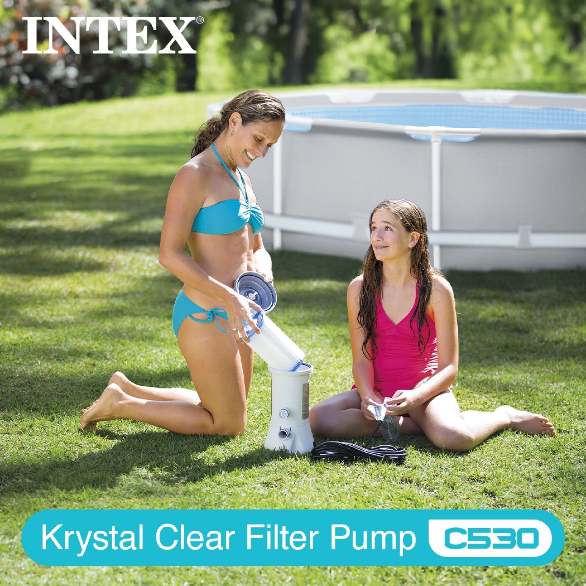 Intex 86'x59'x23' Above Ground Swimming Pool & 530 GPH Pool Cartridge Pump - Image 7