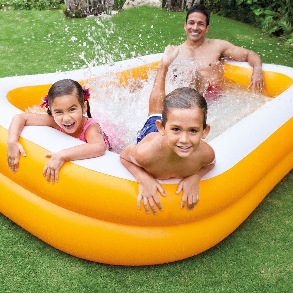 Intex 90in x 58in x 18in Outdoor Inflatable Family Swim Center, Orange (2 Pack) - Image 2