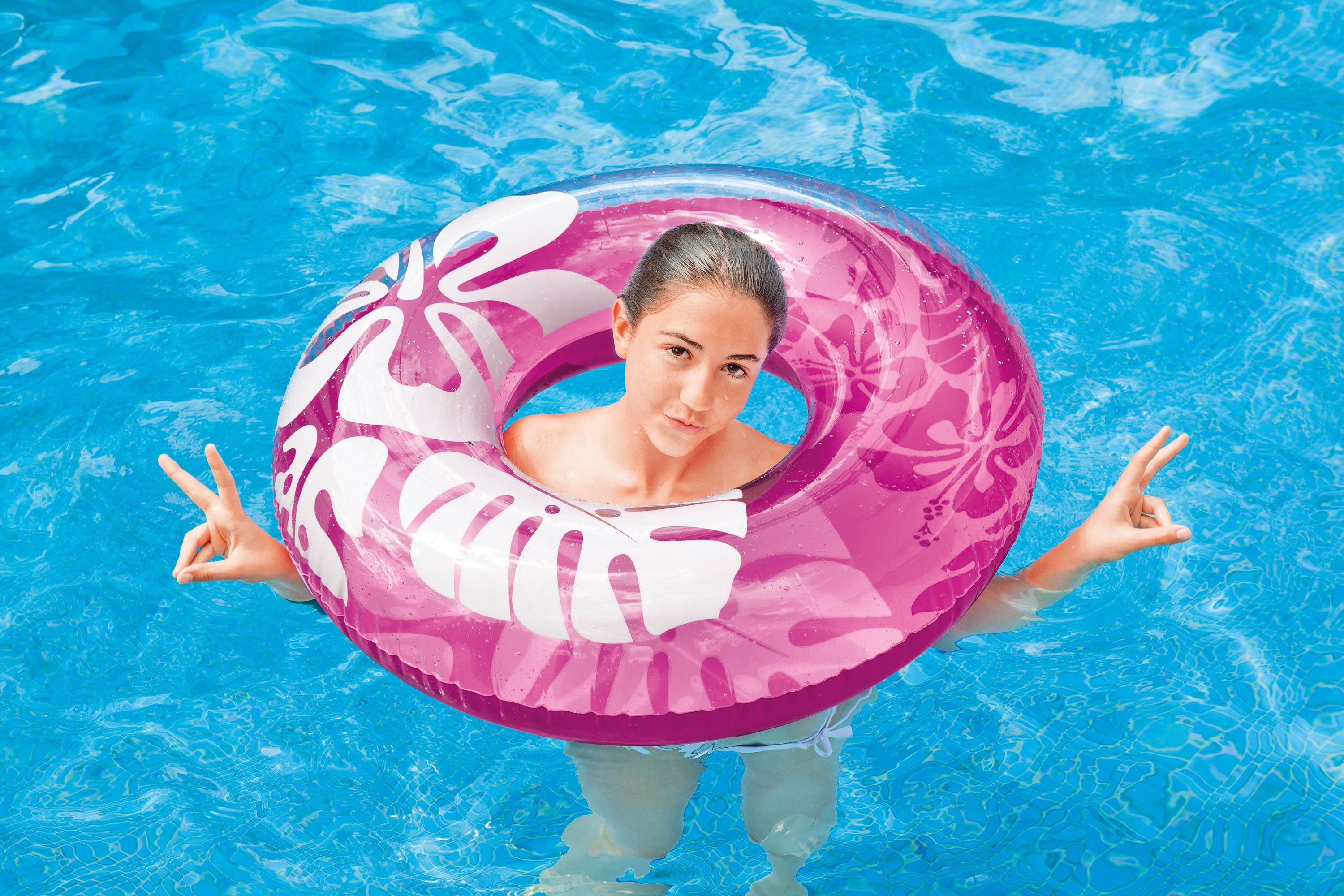 Intex Colorful Transparent Inflatable Swimming Pool Tube Raft | 59251EP - Image 4