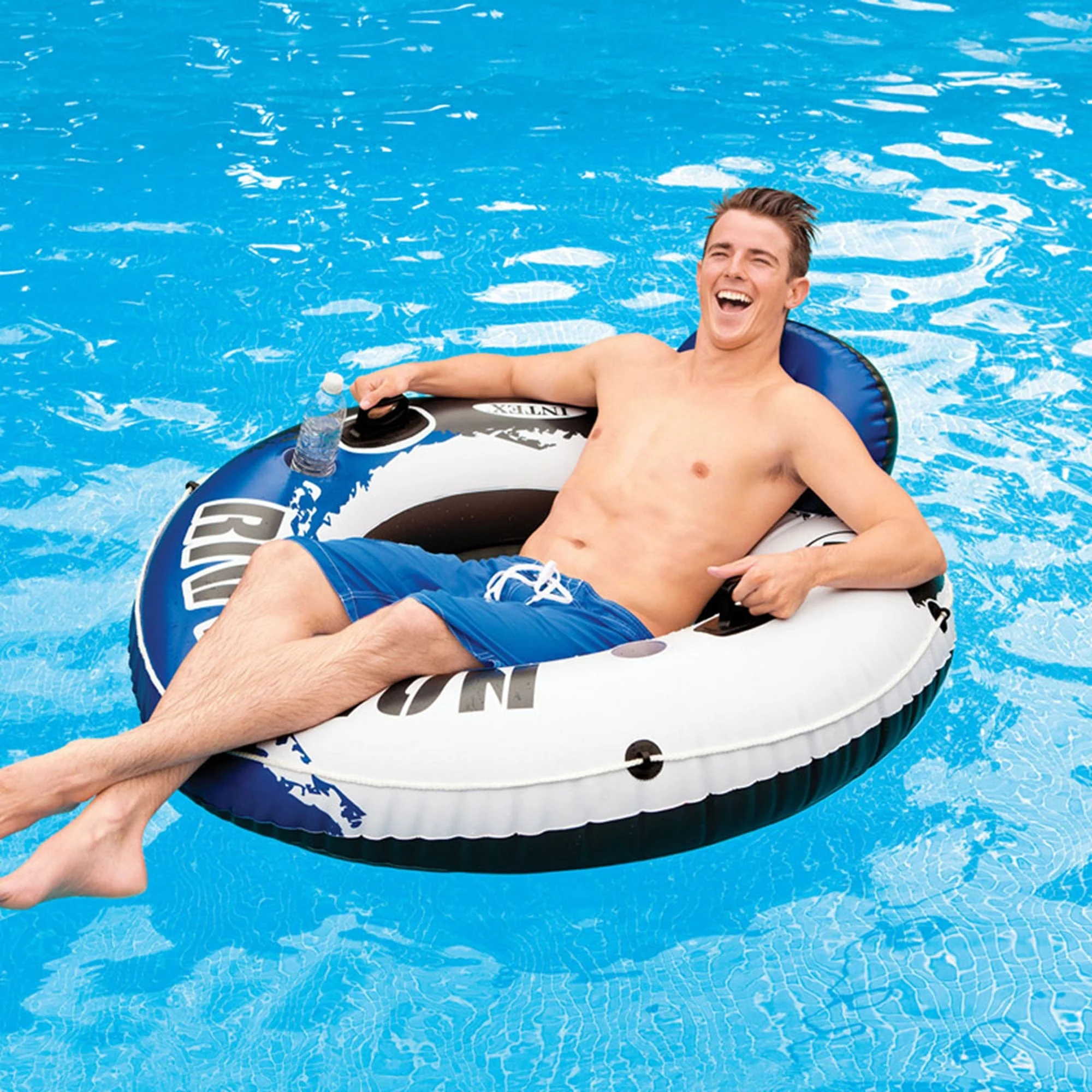 Intex Connect Lounge 1 Person Floating Tube (2 Pack) & Inflatable Tube (2 Pack) - Image 9