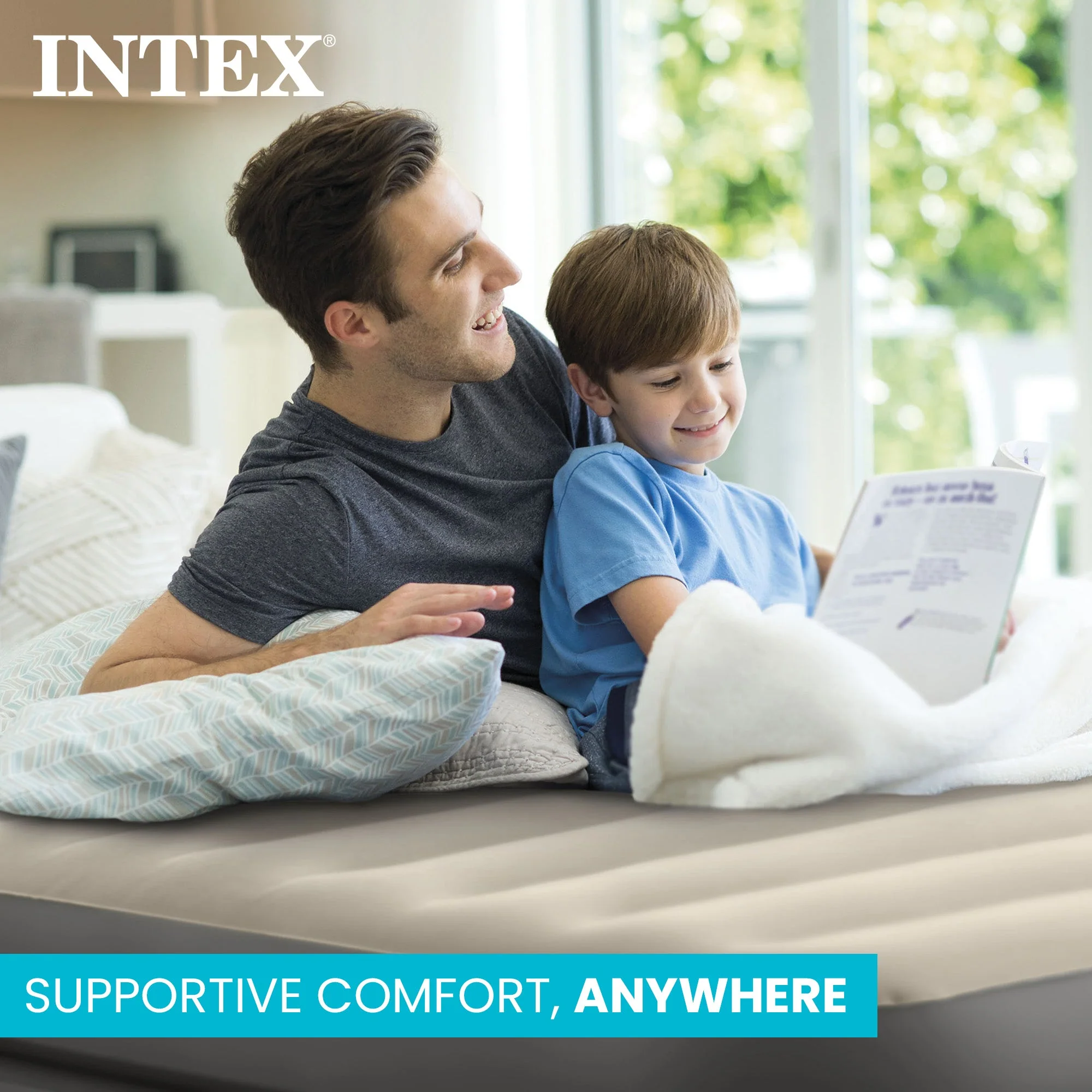 Intex Dura Beam Plus Fiber-Tech Elevated Air Mattress with Built-In Pump, Twin - Image 3