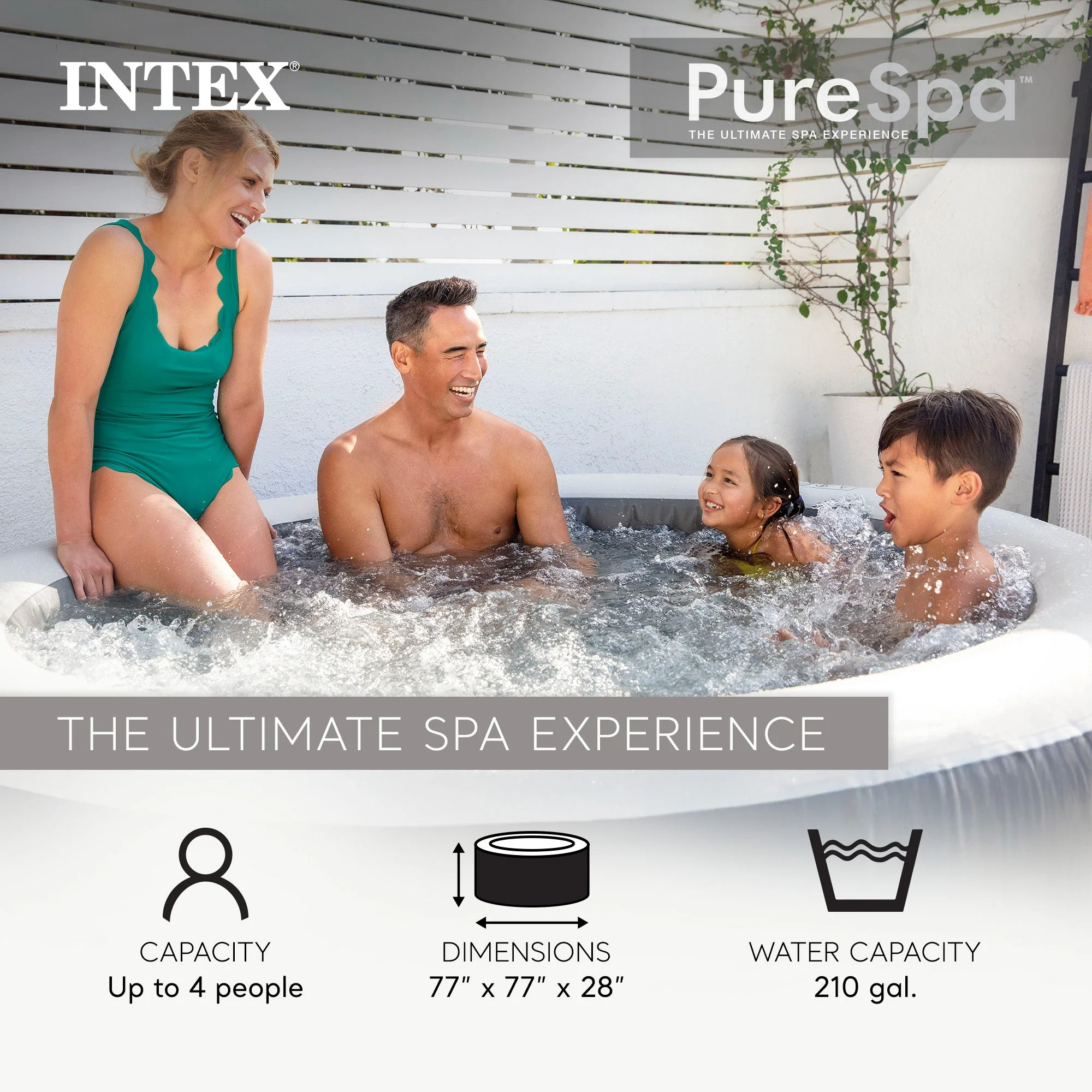 Intex PureSpa Plus Greywood Inflatable Hot Tub Jet Spa w/ Accessories Benches - Image 2