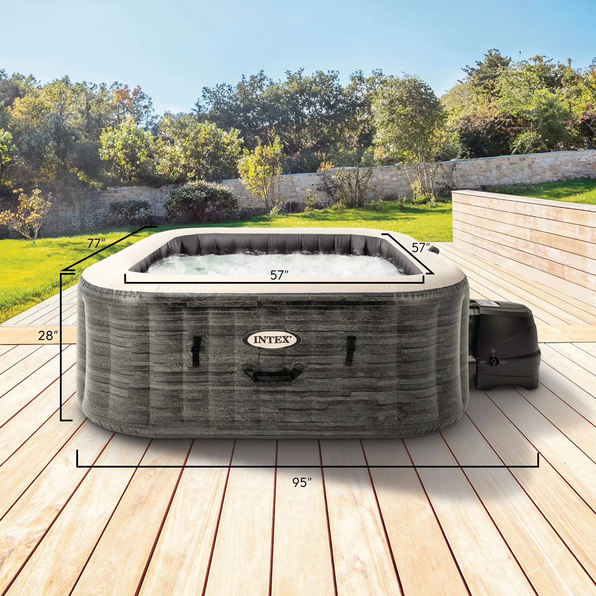 Intex PureSpa Plus Inflatable Square Hot Tub Spa with Maintenance Accessory Kit - Image 7