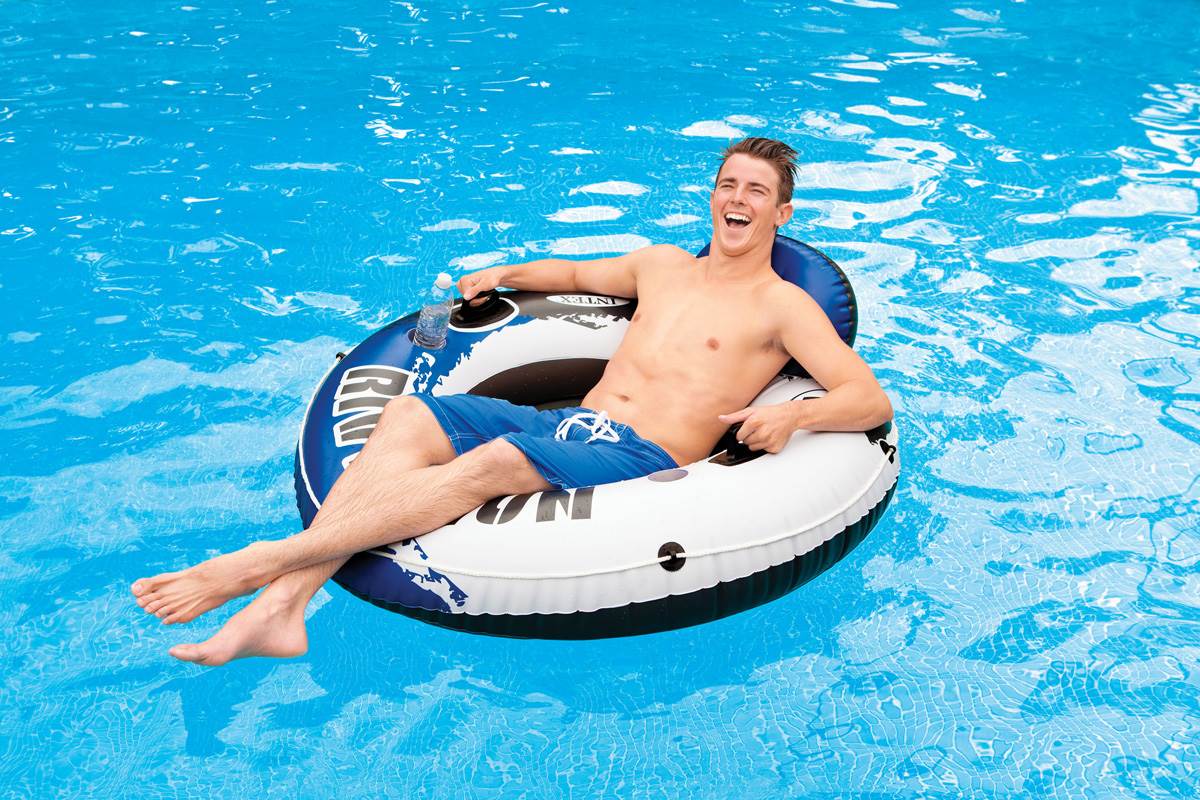 Intex River Run 1 Inflatable Floating Lounge Tube Pool Float, 10 Pack, Blue - Image 7