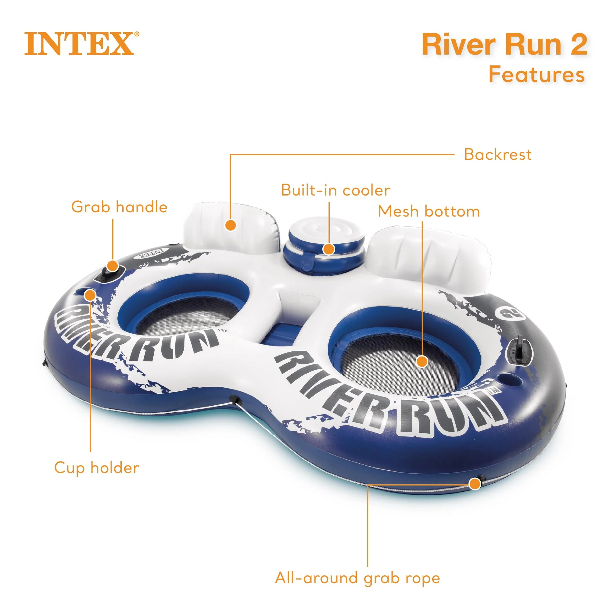 Intex River Run II 2-Person Water Tube w/ Cooler and Connectors (3 Pack) 58837EP - Image 3