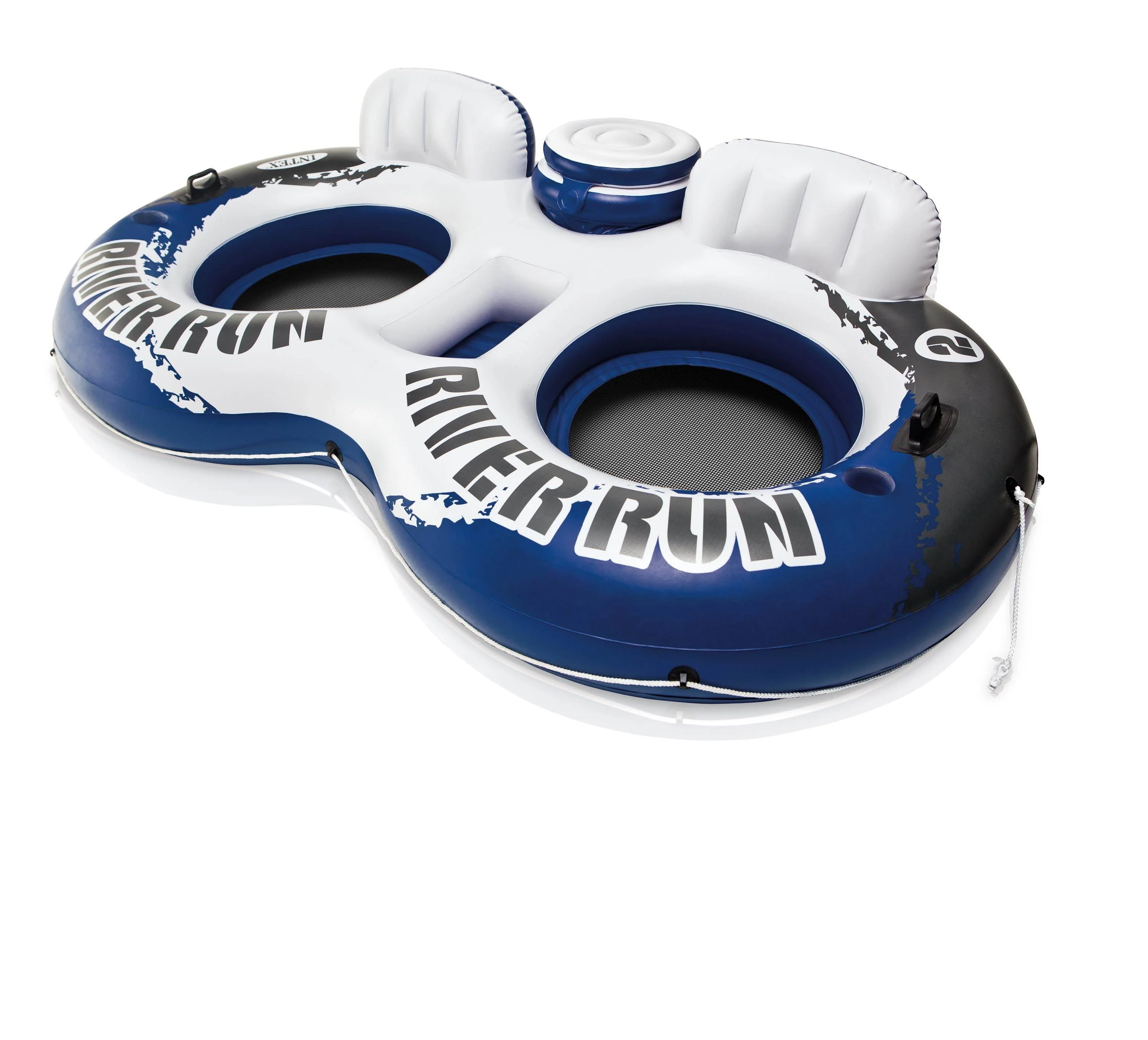 Intex River Run II Inflatable 2 Person Pool Tube Float (2 Pack) w/ Cooler Floats - Image 2