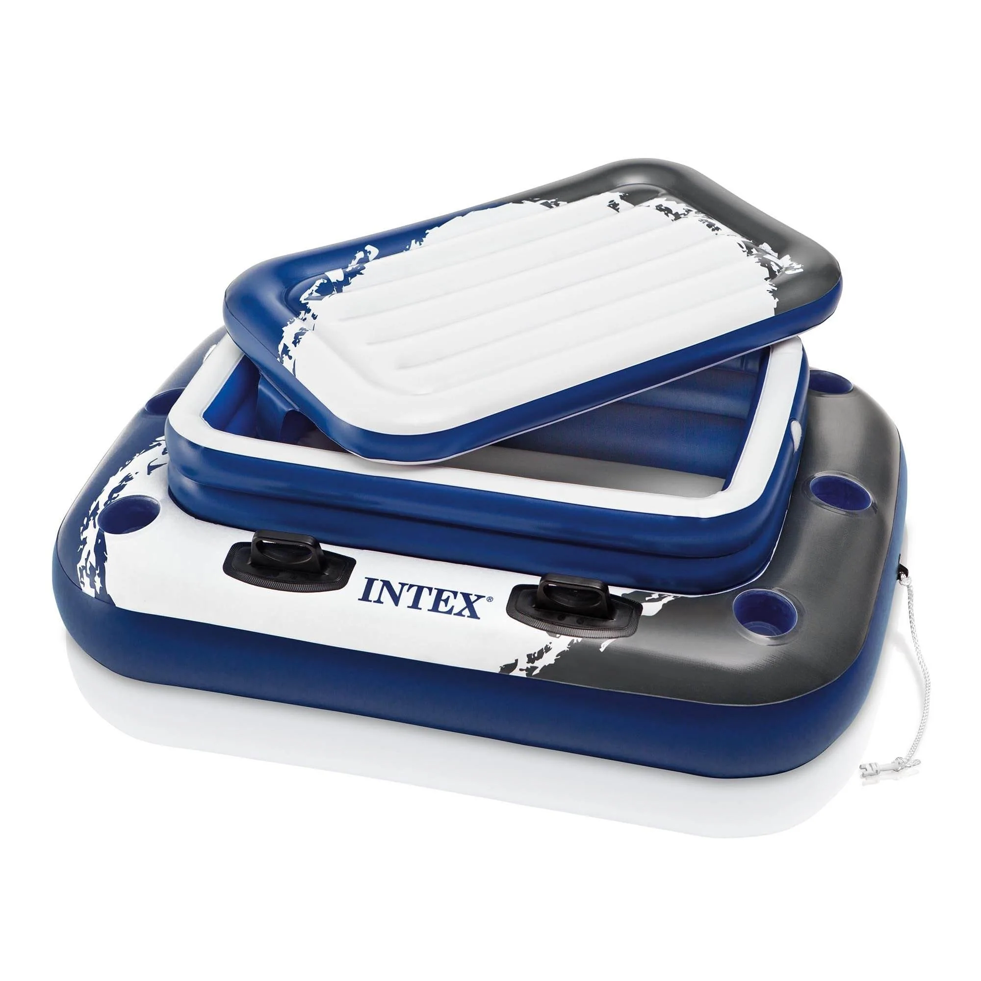 Intex River Run II Inflatable 2 Person Pool Tube Float (2 Pack) w/ Cooler Floats - Image 9