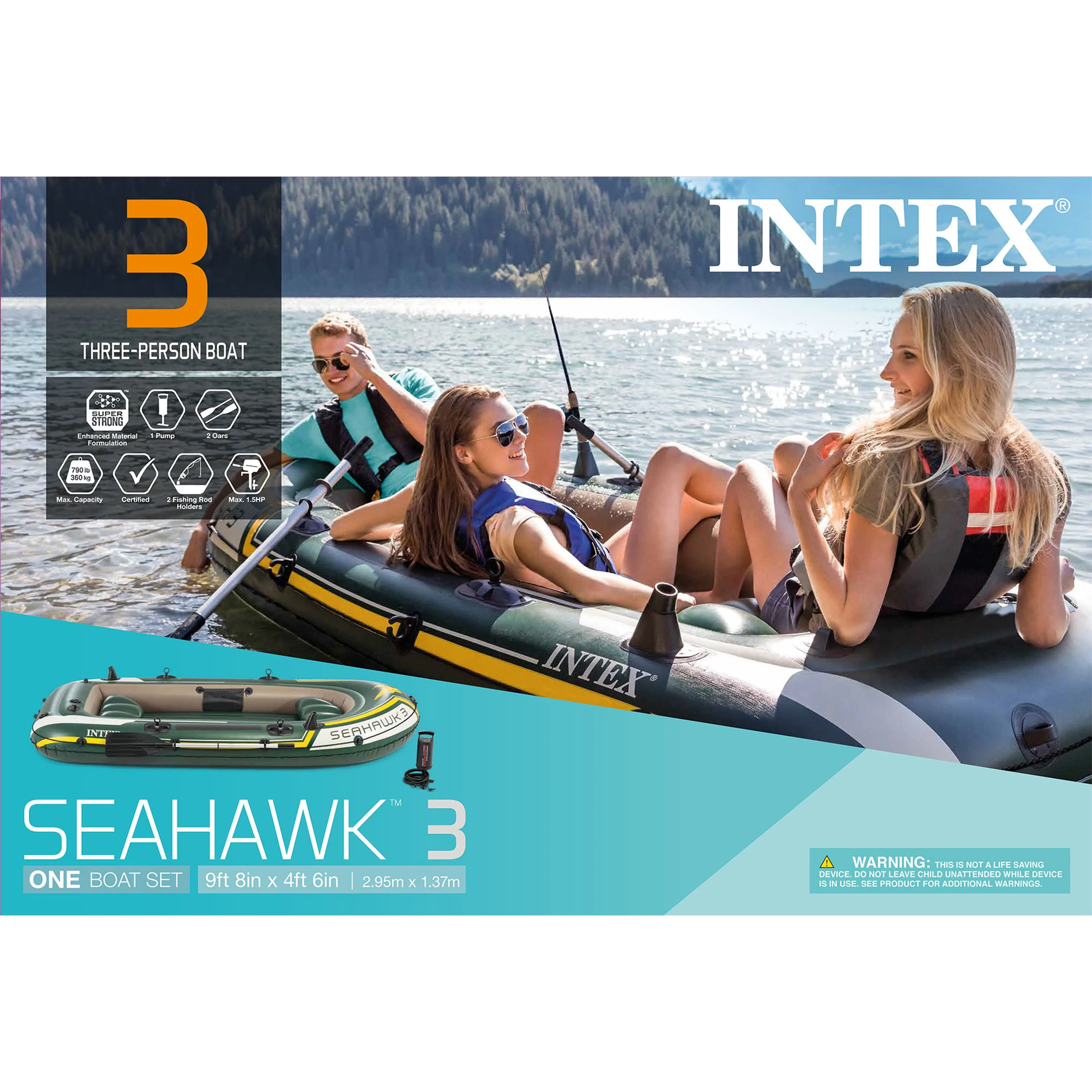 Intex Seahawk 3 Person Inflatable Rafting Boat Set with Aluminum Oars and Pump - Image 10