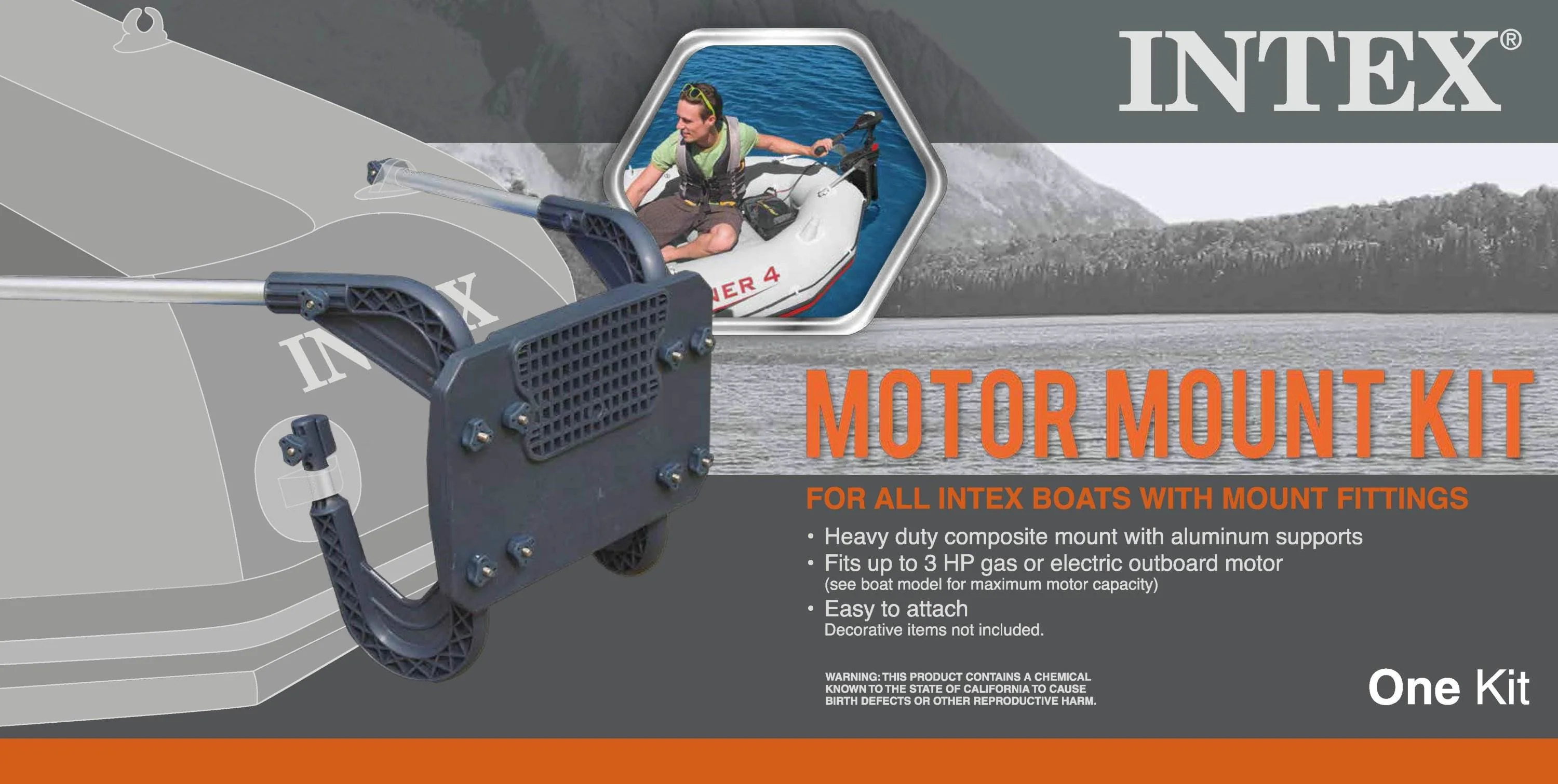Intex Support Boat Motor Mount Kit for Inflatable Fishing Boat or Raft (3 Pack) - Image 6