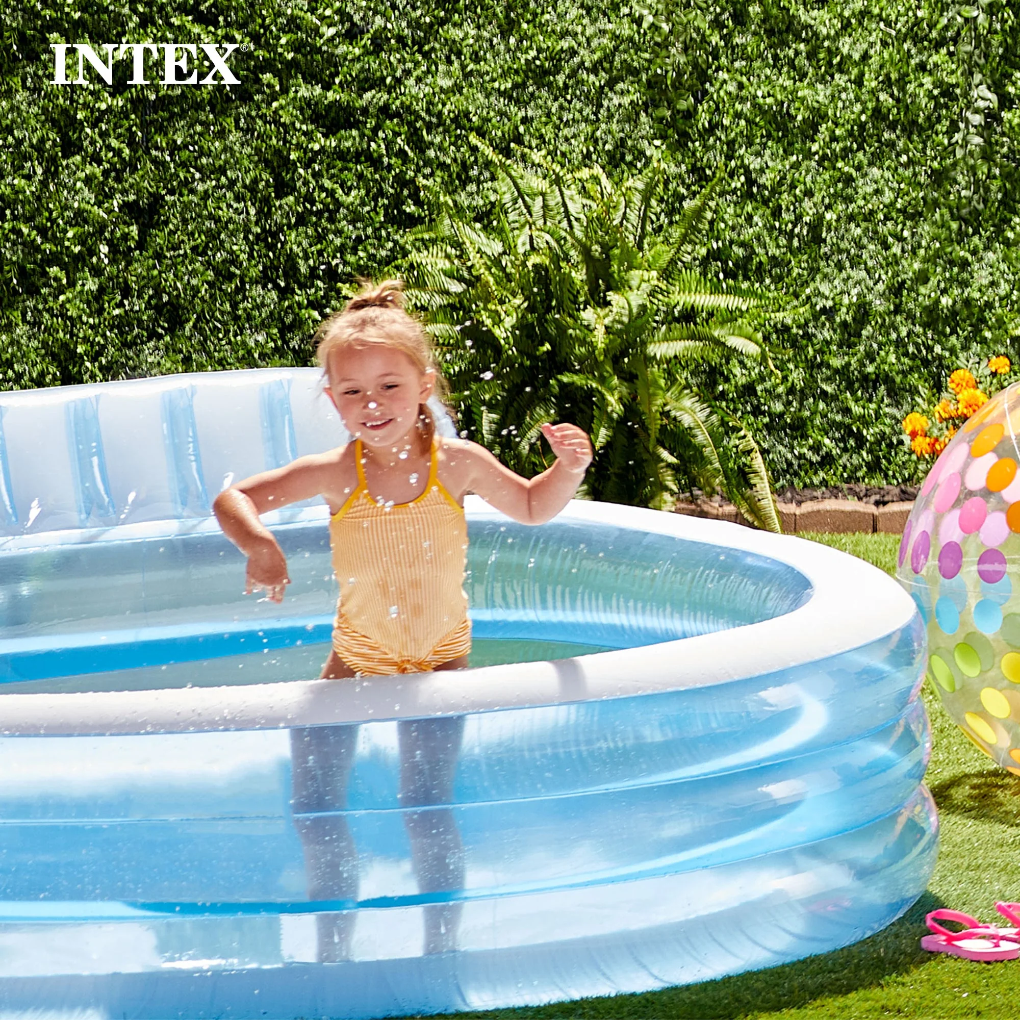 Intex Swim Center Round Inflatable Above Ground Family Lounge Outdoor Pool, Blue - Image 11