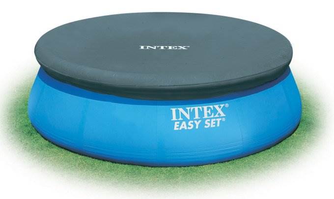 Intex Swimming Pool Kit w/ Vacuum Skimmer, Pole, & Debris Round Cover Tarp - Image 10