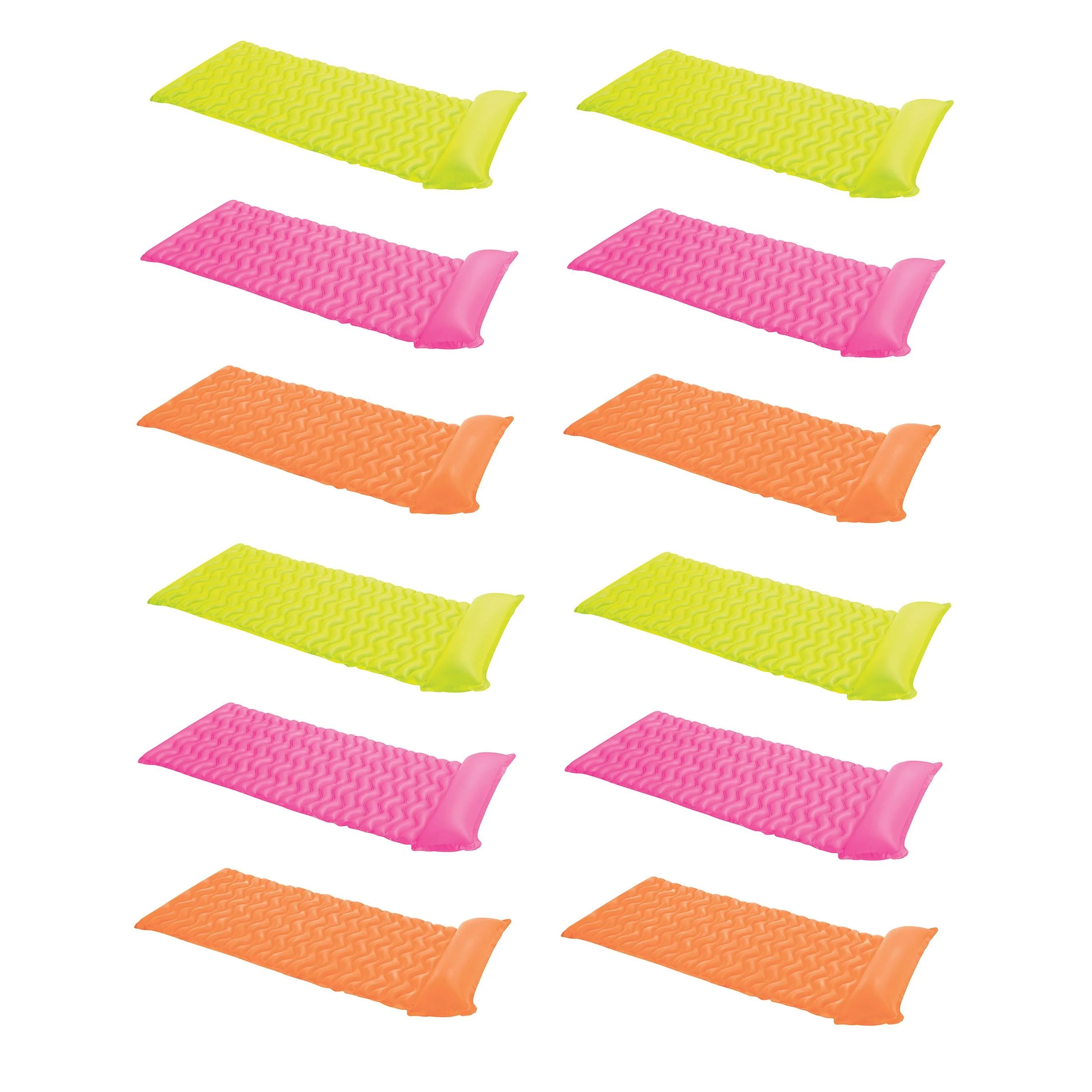 Intex Tote 'N Float Wave Mat Floating Pool Lounger with Headrest (12 Pack)