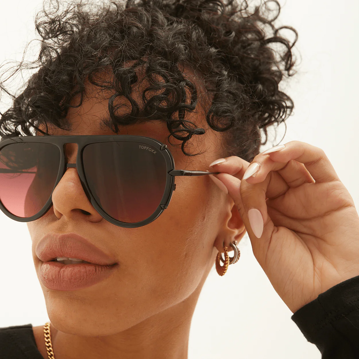 Ivy Luxe - Ruby Tangle-Free Round Aviator Sunglasses - Image 4