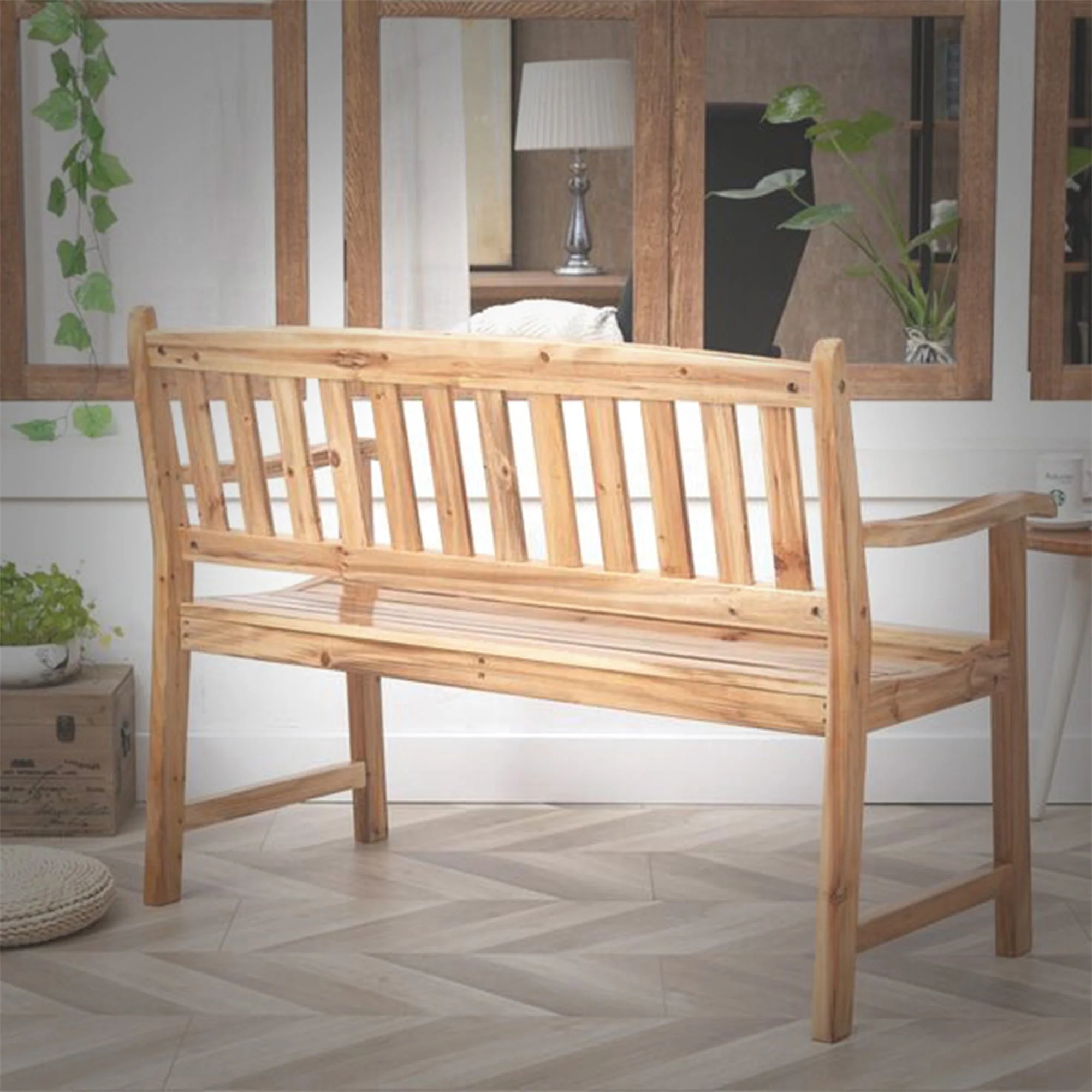Jack Post 4 Feet Durable Classic Hardwood Bench Sits Up To 2 People for Patio - Image 4