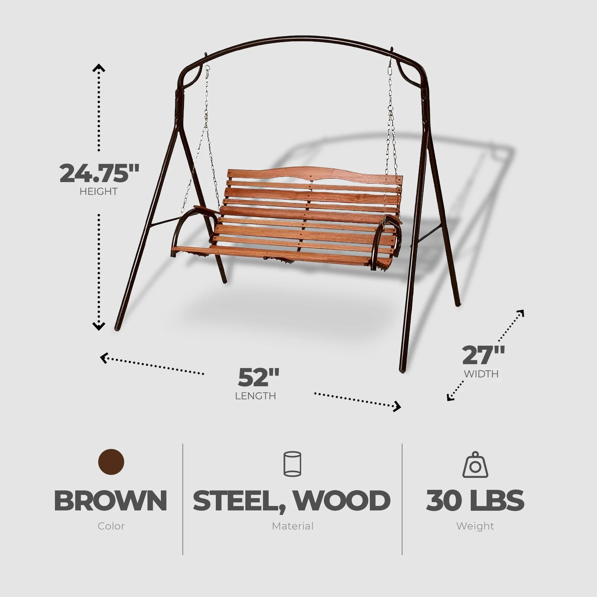 Jack Post Country Garden Outdoor Patio Swing Wooden Seat with Chains, Bronze - Image 3