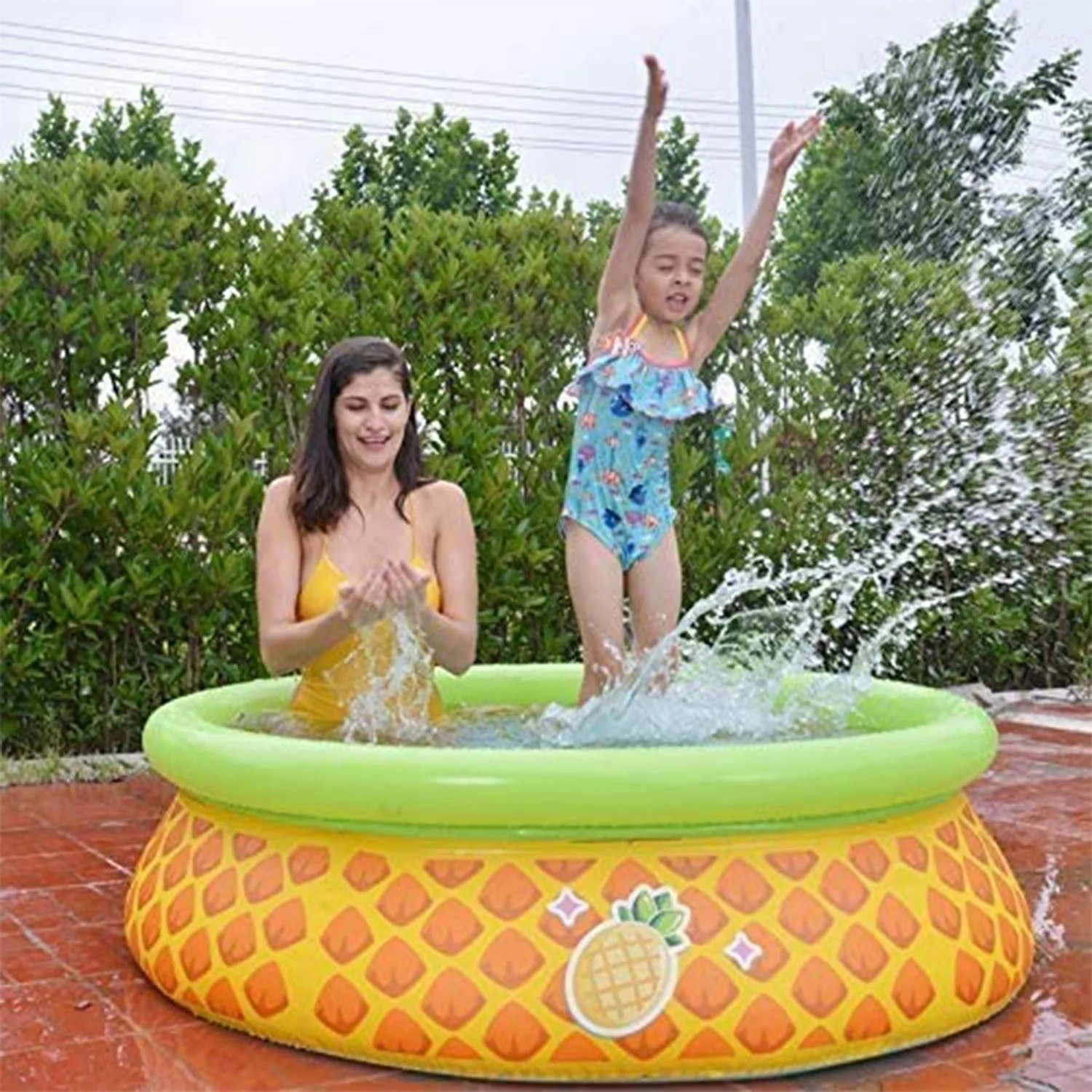 JLeisure 5' x 16.5" 3D Pineapple Inflatable Outdoor Kiddie Splash Swimming Pool - Image 5