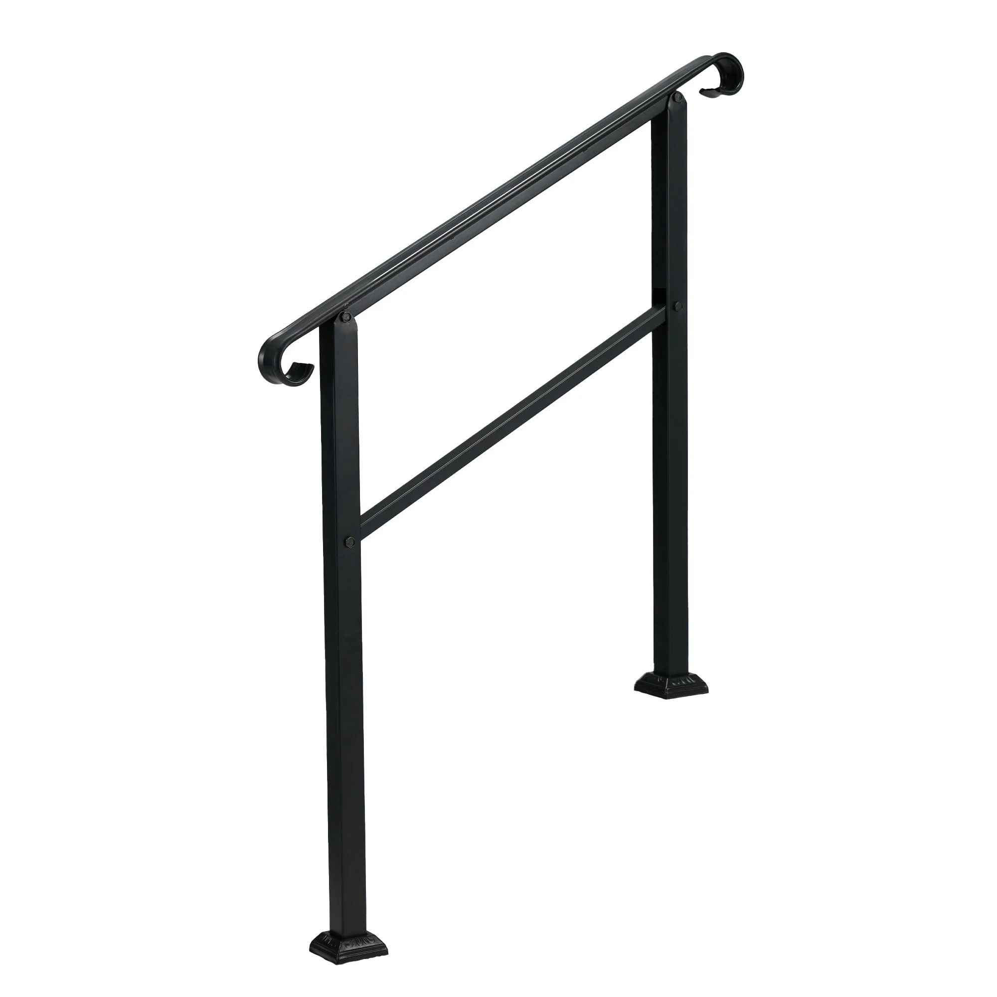 JOMEED 3 Step Wrought Iron Transitional Entrance Handrail w/Hardware, Black - Image 2