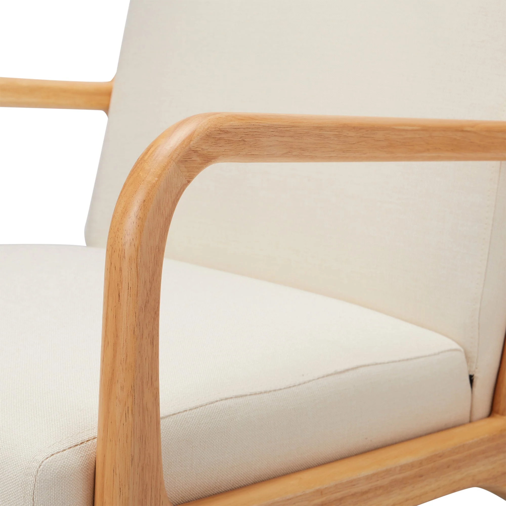 Jomeed Oak Wood Frame Mid Century Modern Accent Chair for Living Room, Beige - Image 2