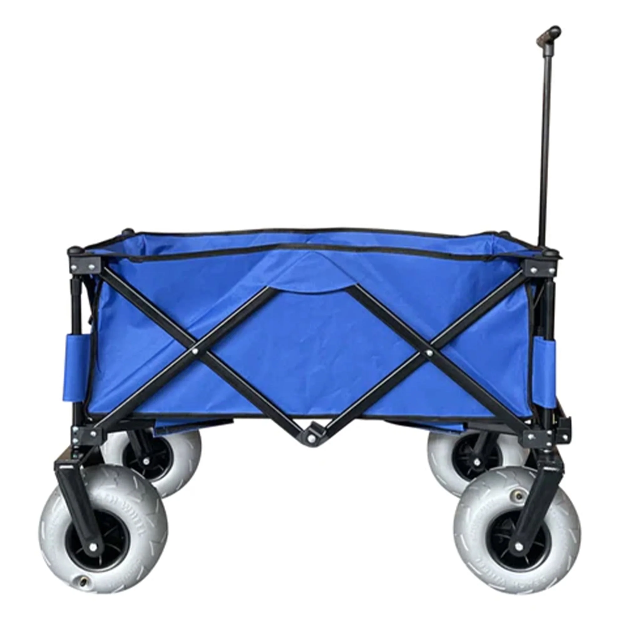 Juggernaut Carts Collapsible Folding Outdoor Beach Utility Wagon w/ Cover, Blue - Image 2