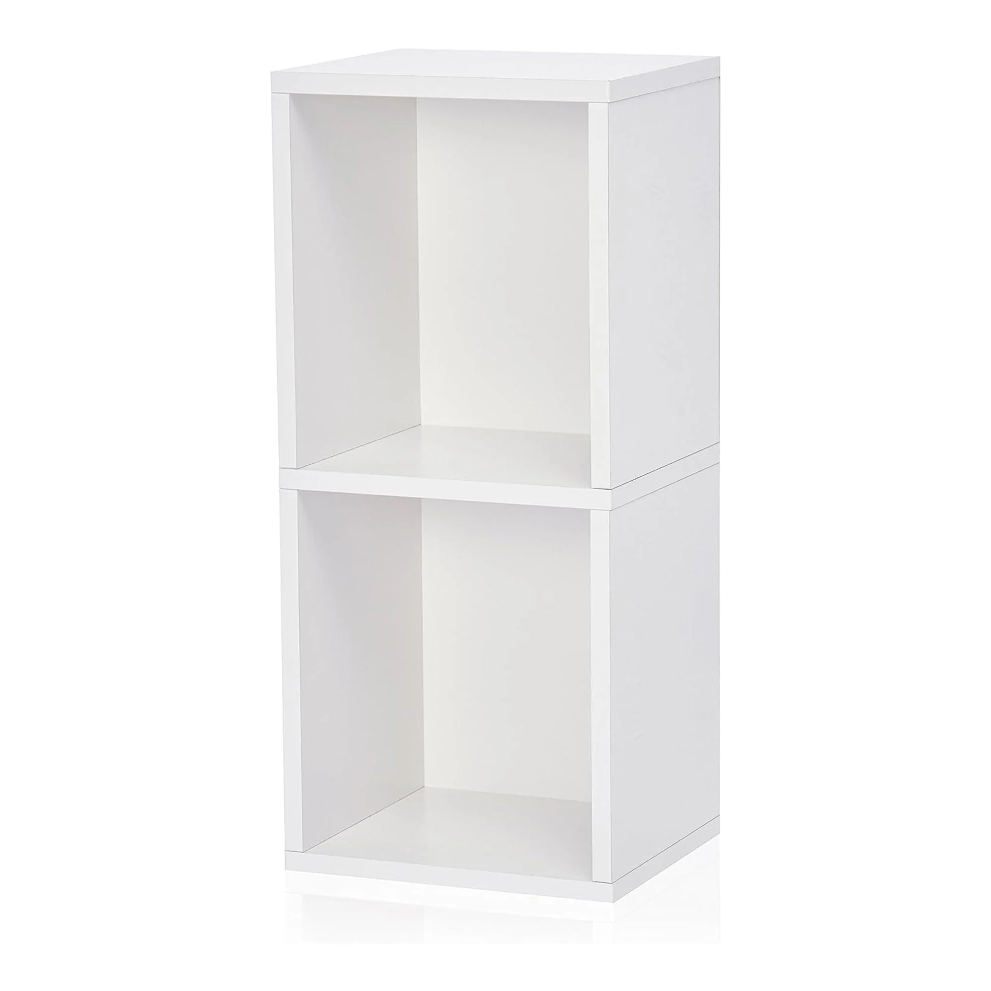 Juggernaut Storage 2 Cube Wooden Storage Shelf Bookshelf Home Organizer, White - Image 5
