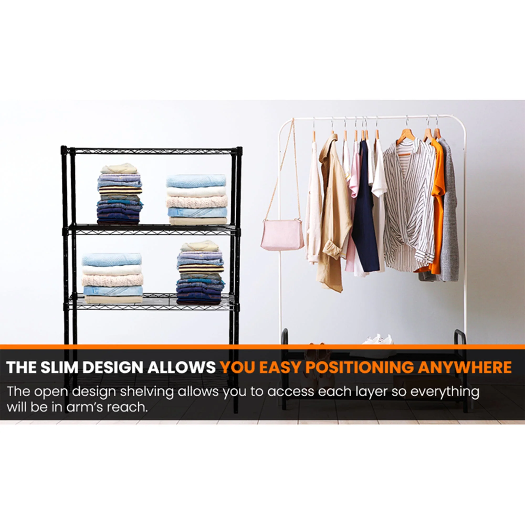Juggernaut Storage 36" x 54" 4-Tier Freestanding Wire Home Shelving Unit, Black - Image 4