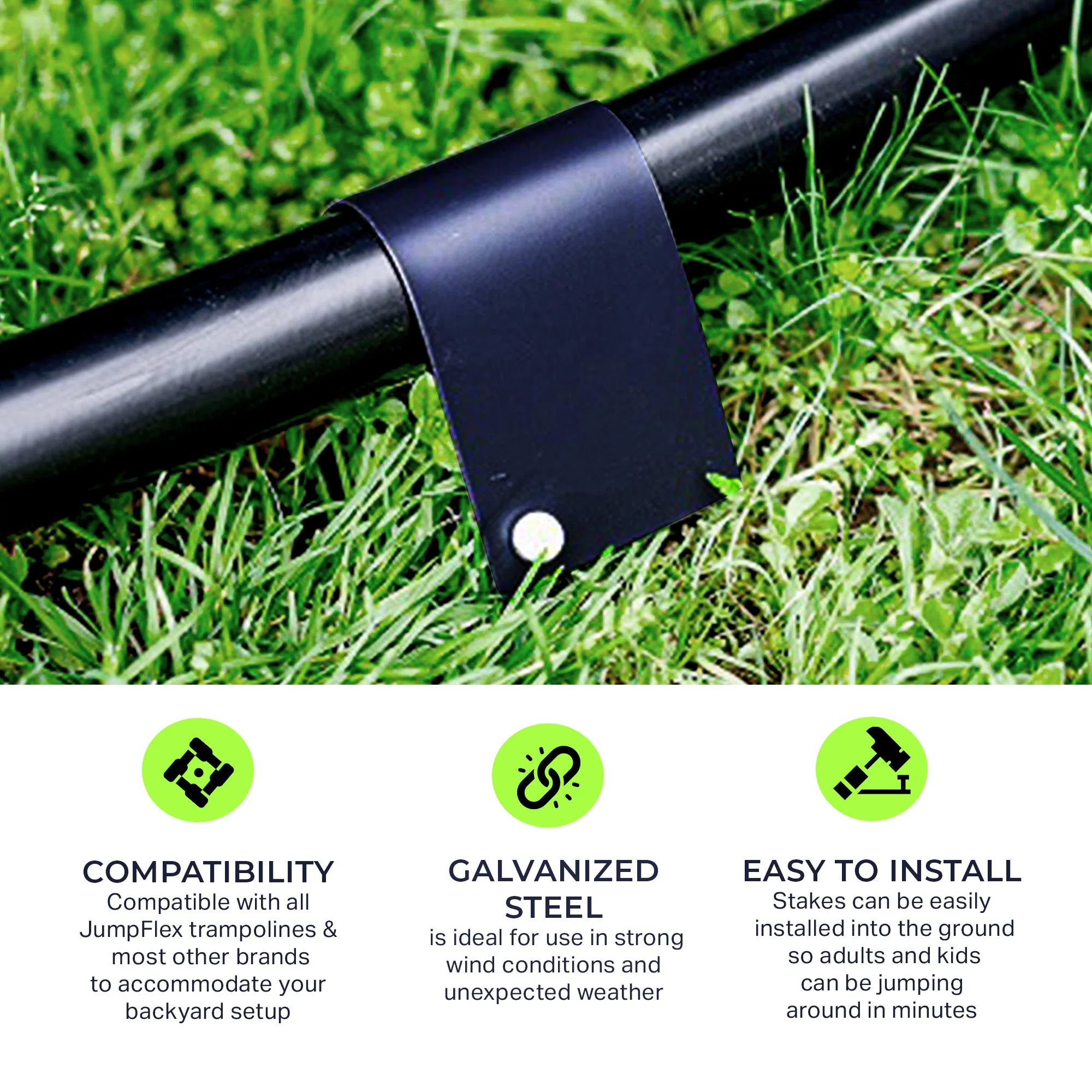 JumpFlex 4 Piece Trampoline ANCHORKIT Wind Ground Anchoring Peg Accessories Set - Image 4