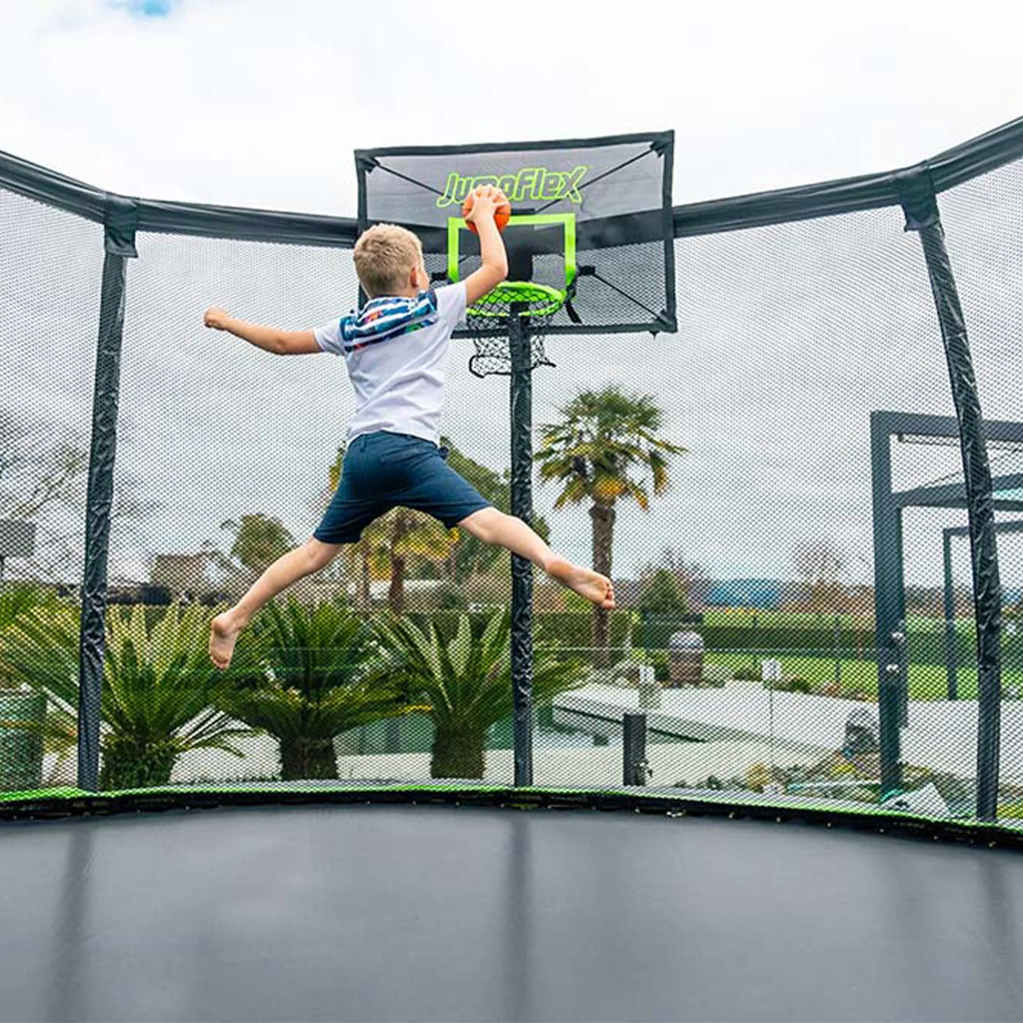 JumpFlex PROJAM Hero Basketball Hoop and Net Attachment for Trampolines, Black - Image 8