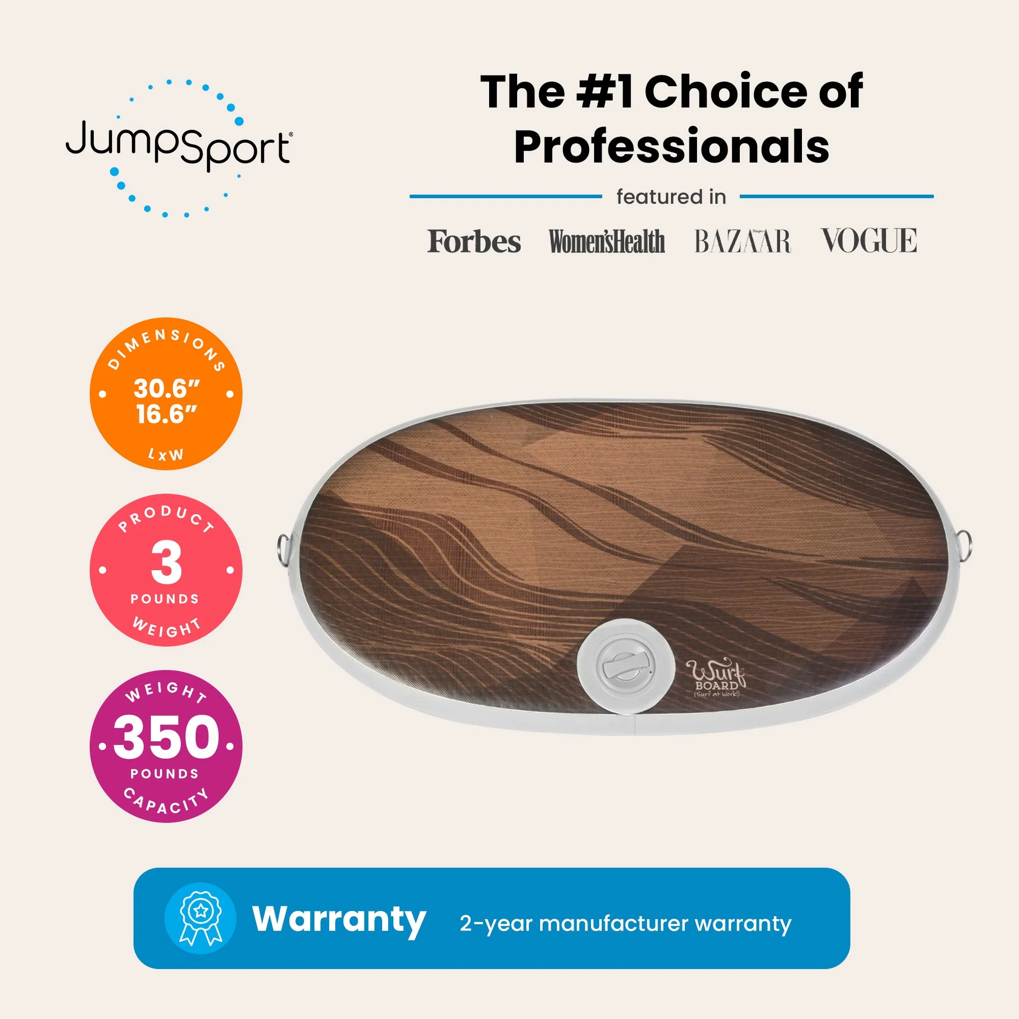 JumpSport Medium Wurf Board Office Standing Desk Anti-Fatigue Mat, Coffee Maui - Image 2