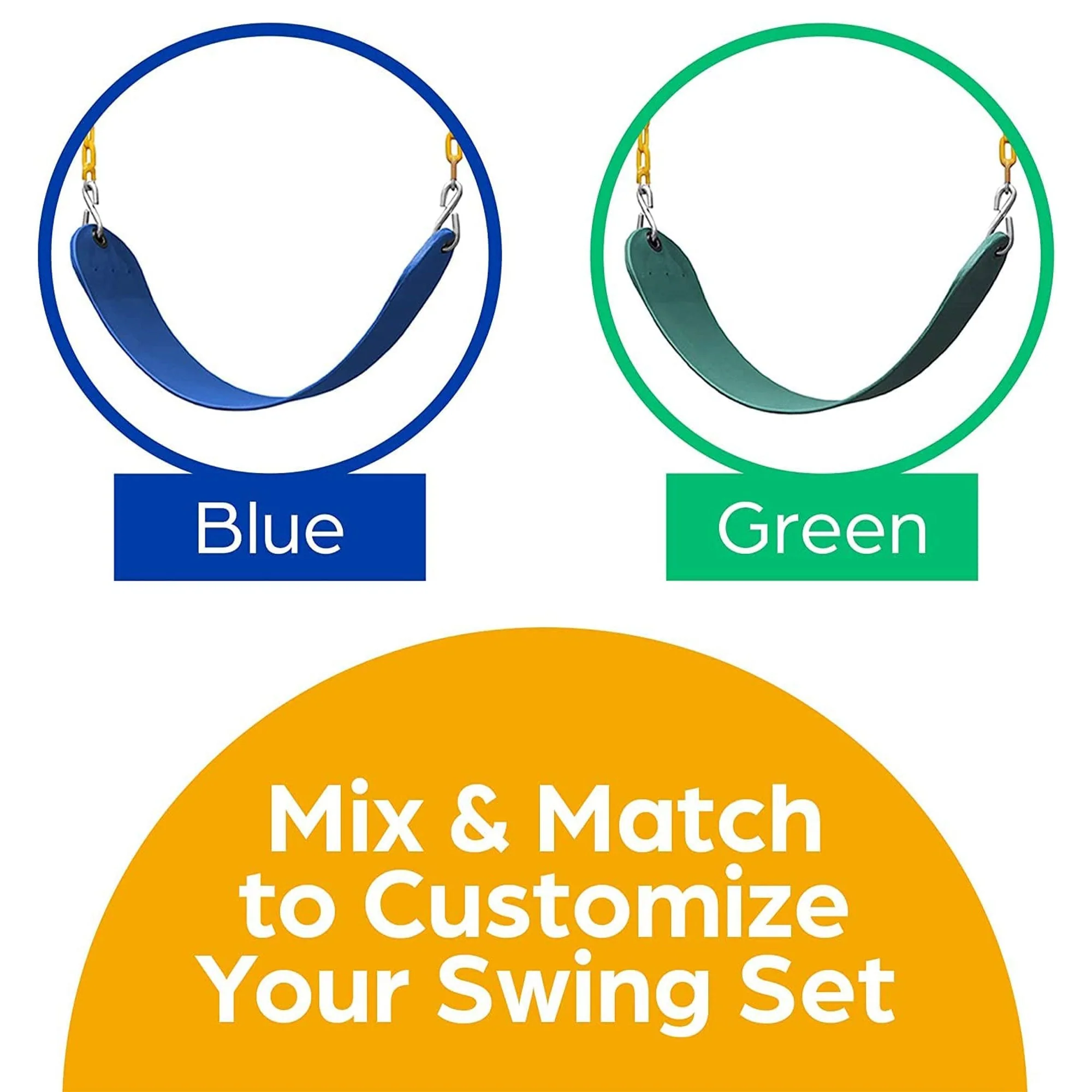 Jungle Gym Kingdom Playground Swing Set Outdoor Swing & Chain Set, 2 Pack, Green - Image 7