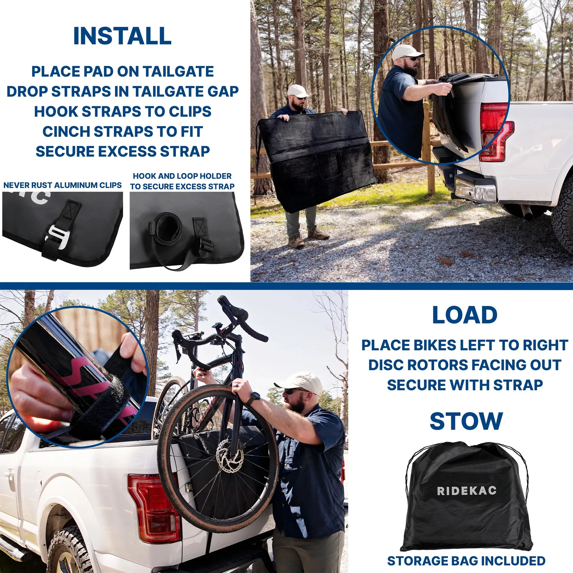 KAC Mid-Size and Compact Truck Tailgate Pad for 5 Bikes with 2 Storage Pockets - Image 7