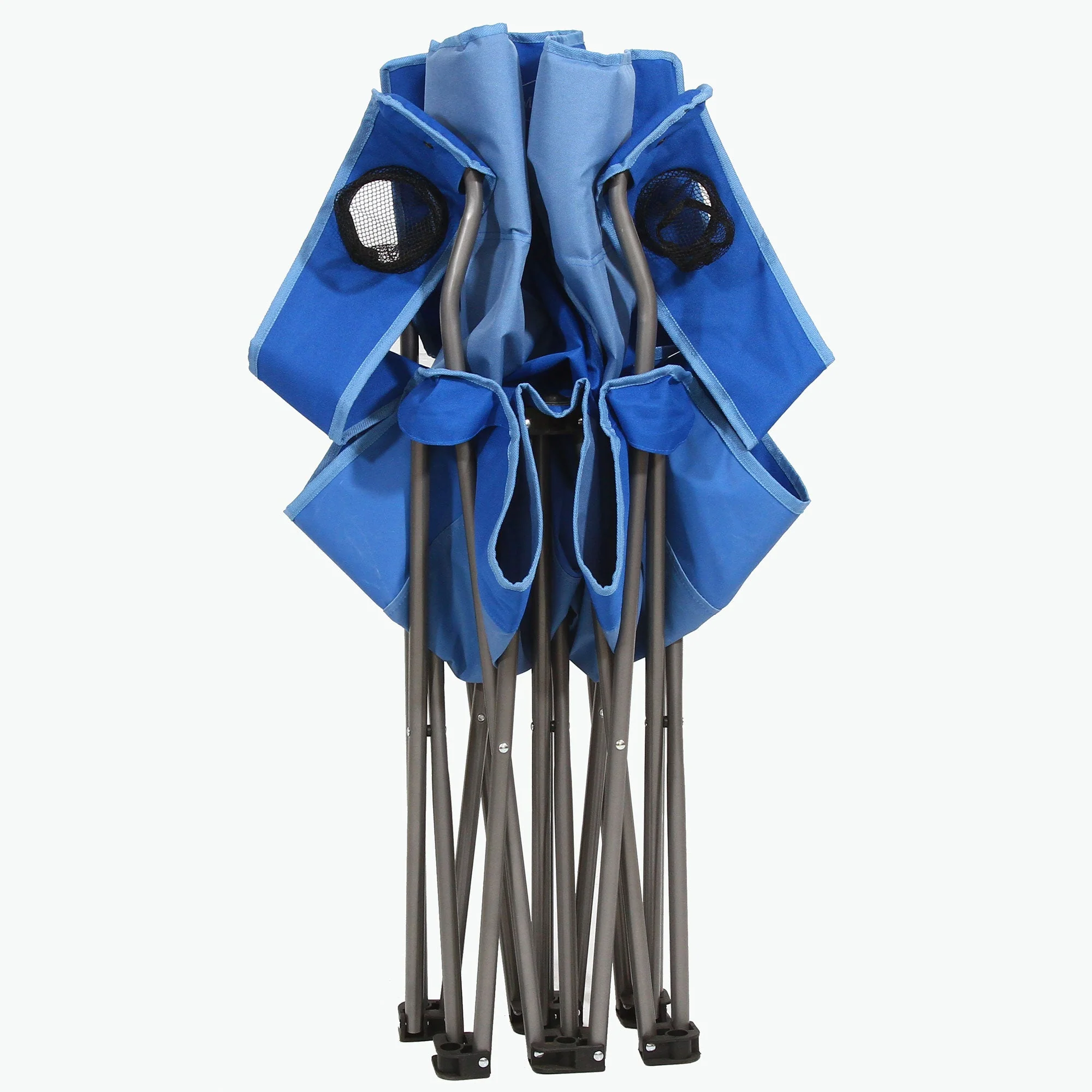 Kamp-Rite Double Folding Portable Camping Chair with Cupholders, Blue (2 Pack) - Image 5