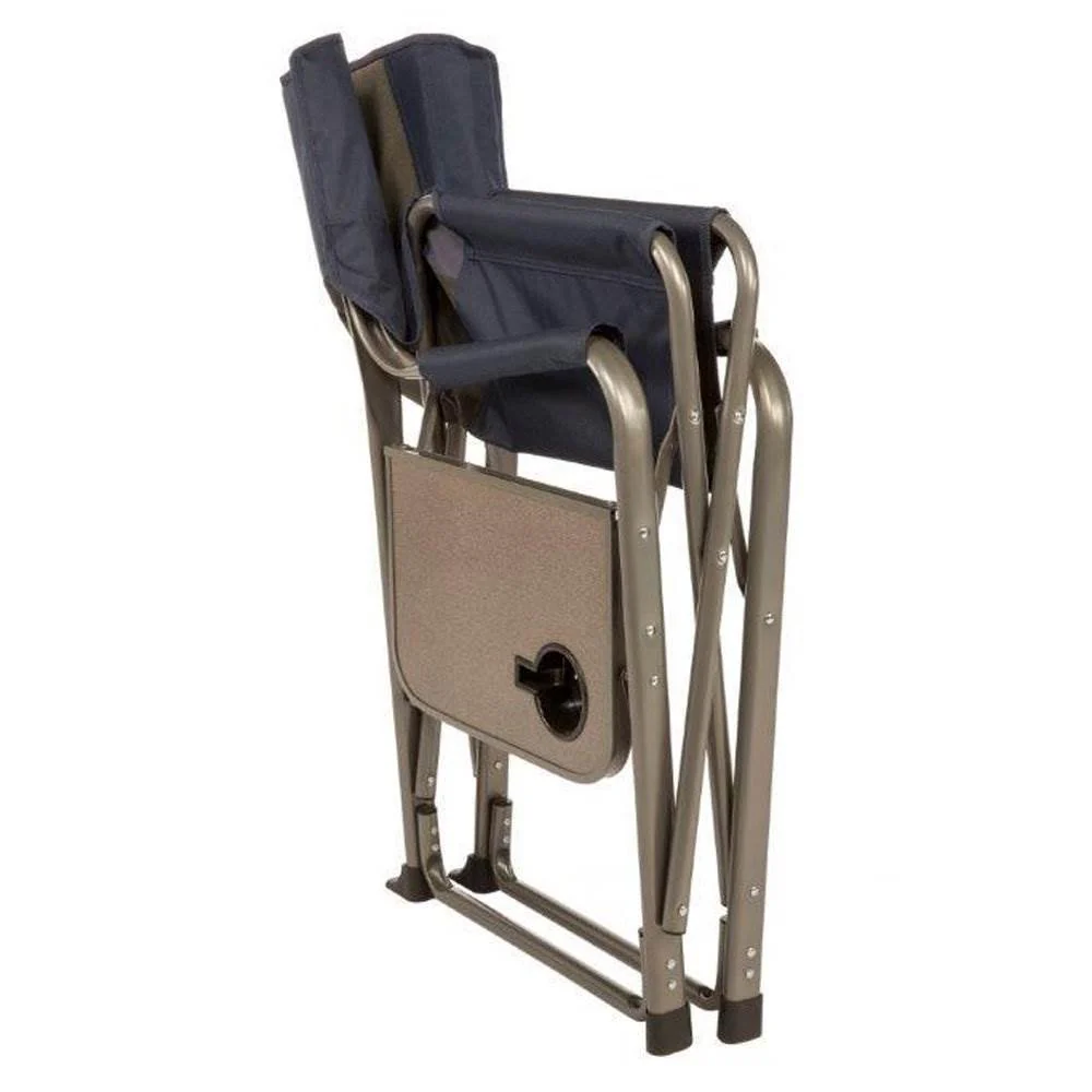 Kamp-Rite Portable Director's Camping Beach Chair w/Table & Cup Holder, Navy/Tan - Image 2